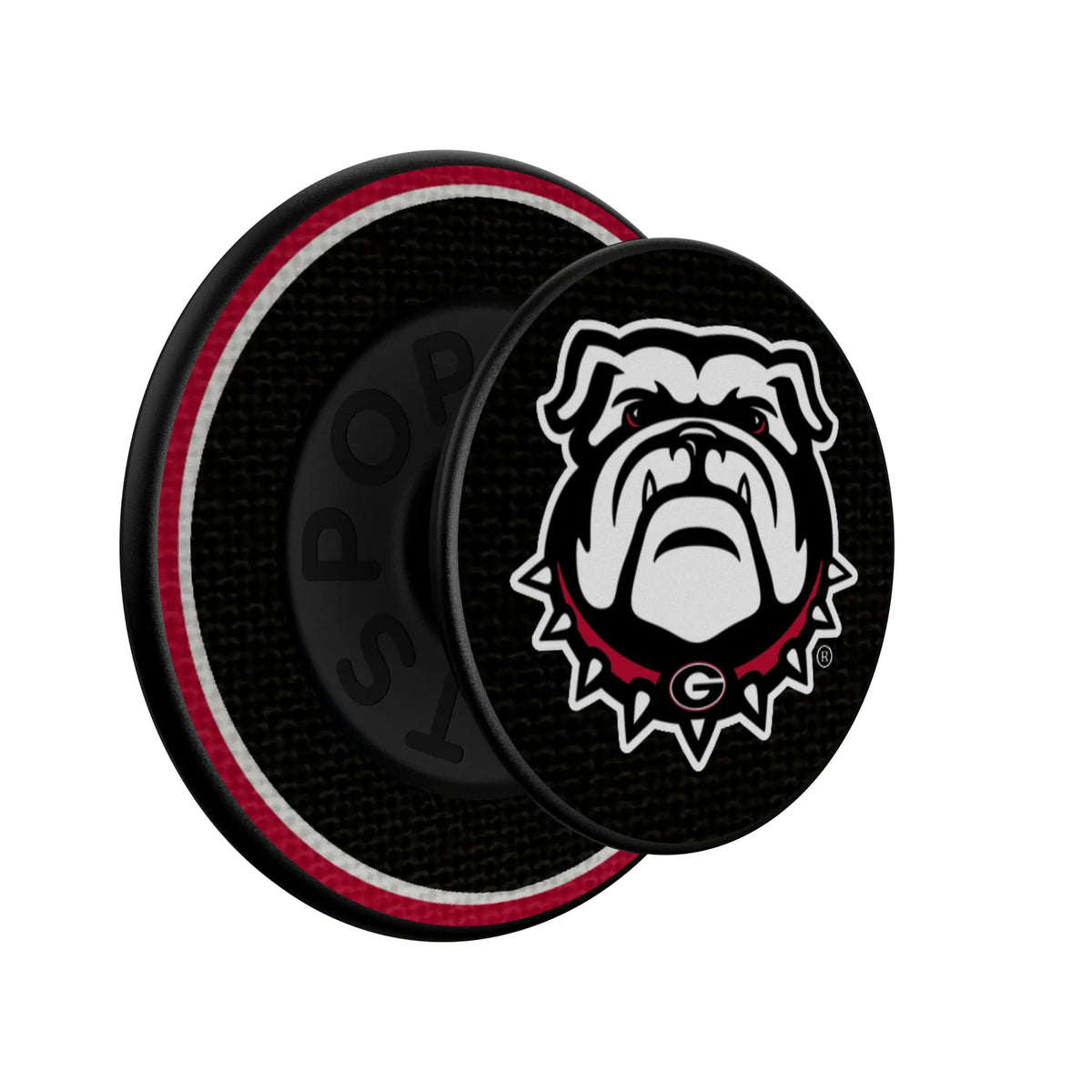 University of Georgia Bulldogs Uga Stripe Popsockets Round Magnetic - Isometric View