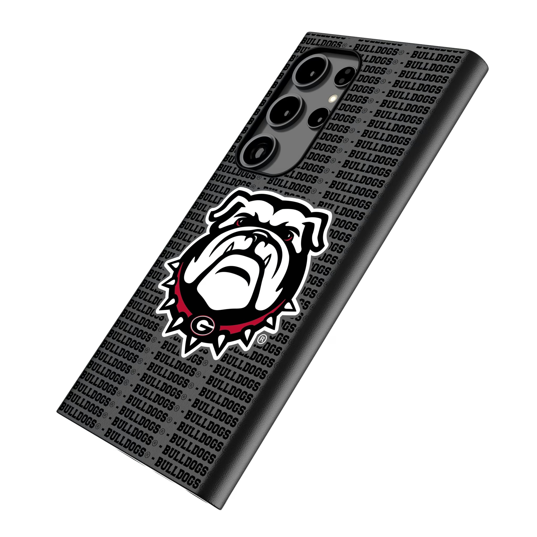 University of Georgia Bulldogs Uga Text Backdrop Galaxy MagSafe Compatible Phone Case for Samsung Galaxy - Isometric View