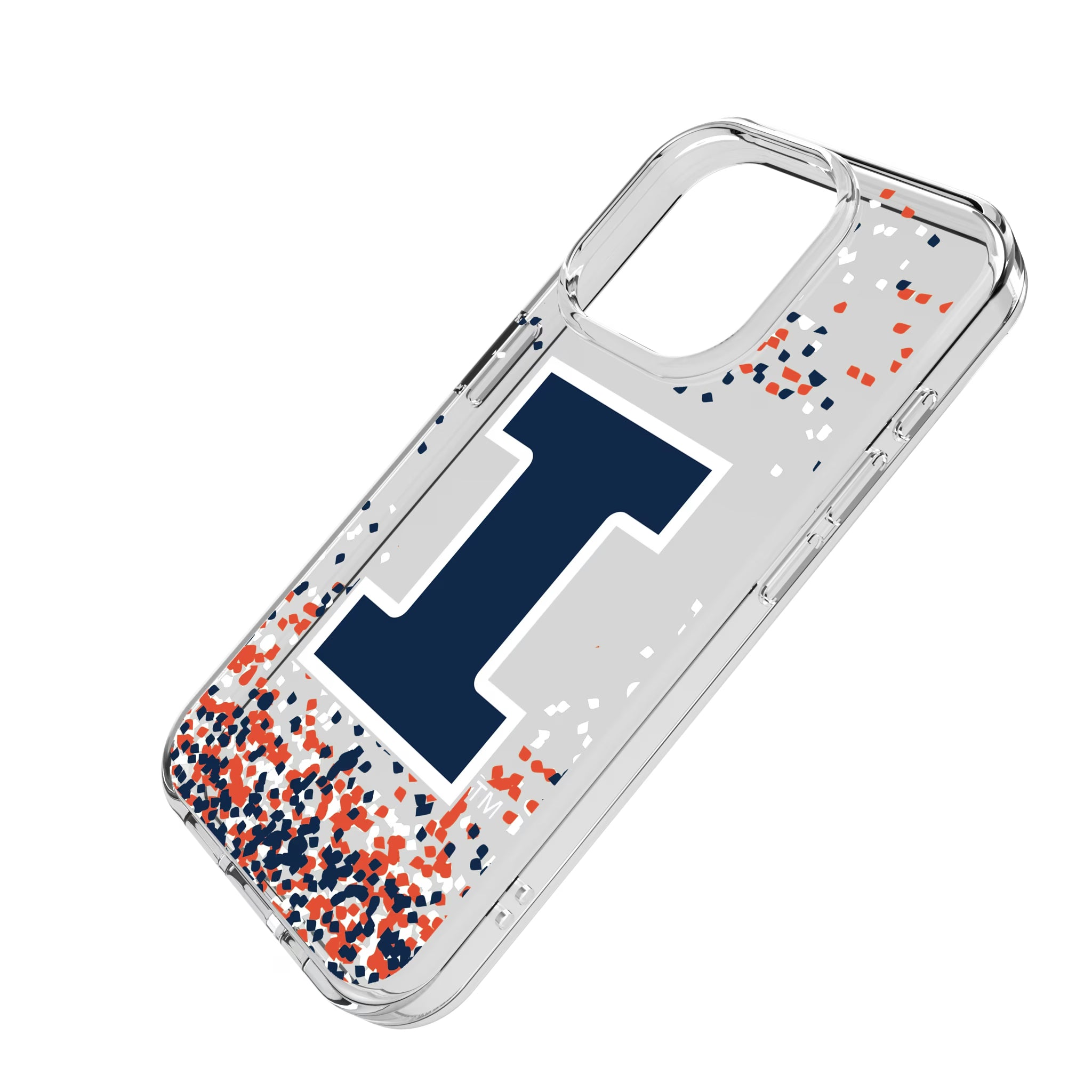 University of Illinois Fighting Illini Confetti iPhone Clear Phone Case for Apple iPhone - Isometric View