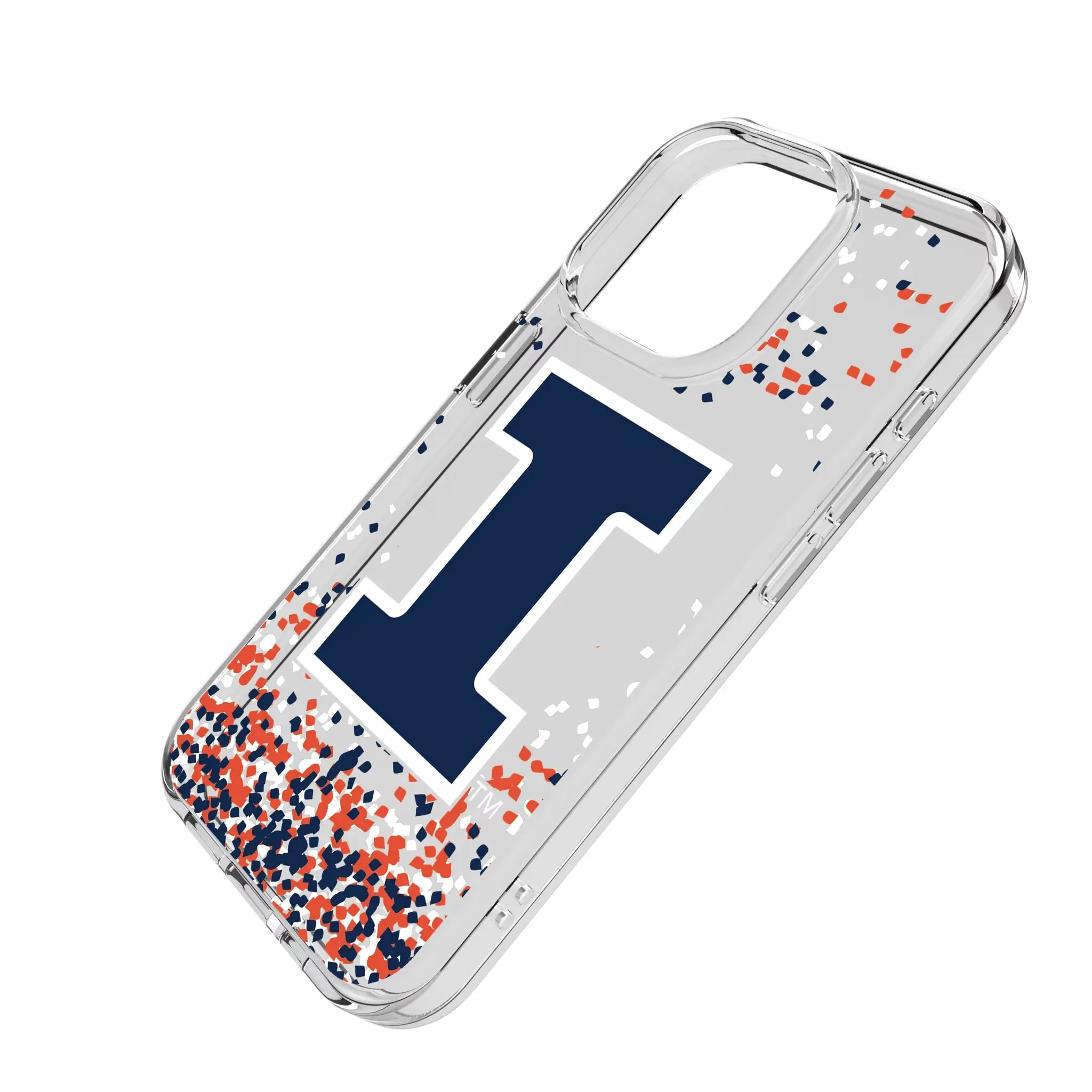 University of Illinois Fighting Illini Confetti iPhone Clear Phone Case for Apple iPhone - Isometric View