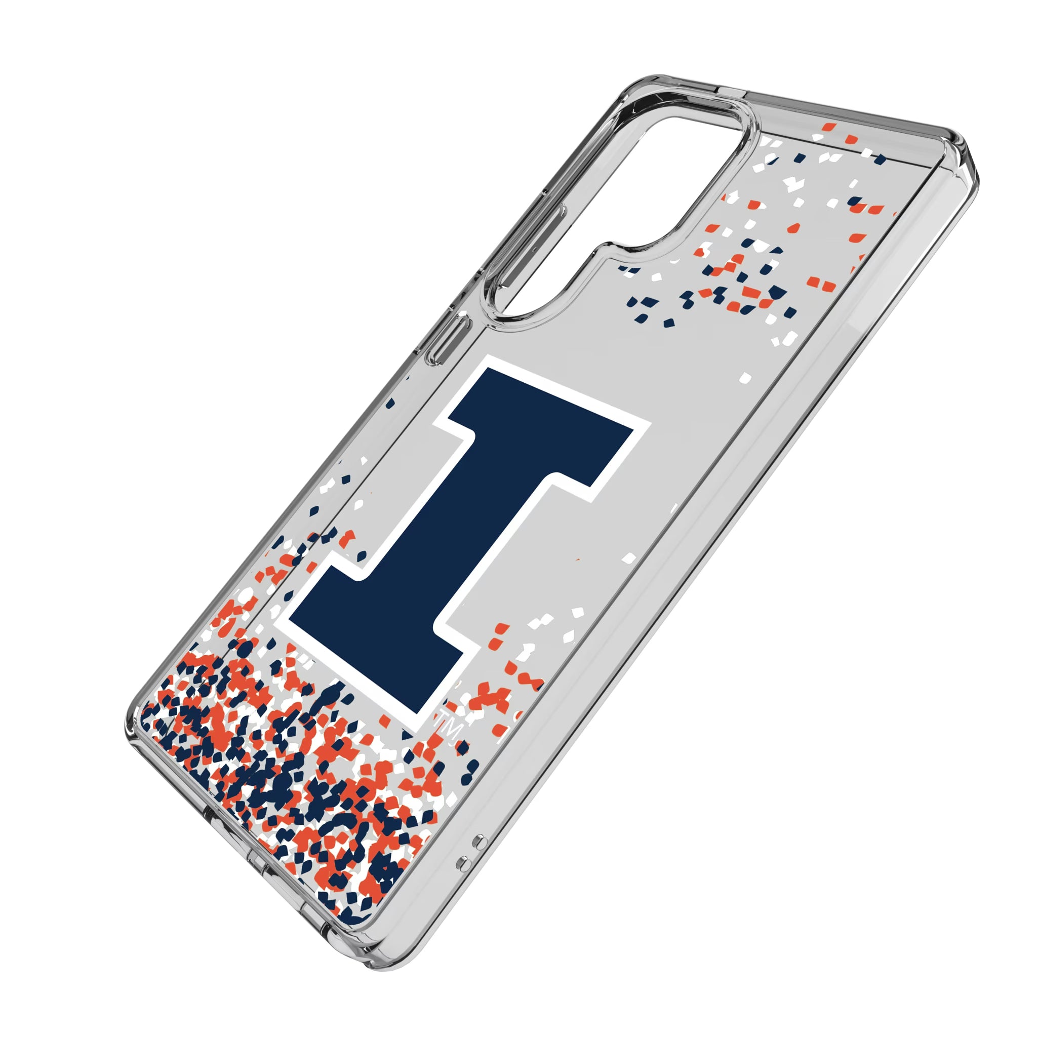University of Illinois Fighting Illini Confetti Galaxy Clear Phone Case for Samsung Galaxy - Isometric View