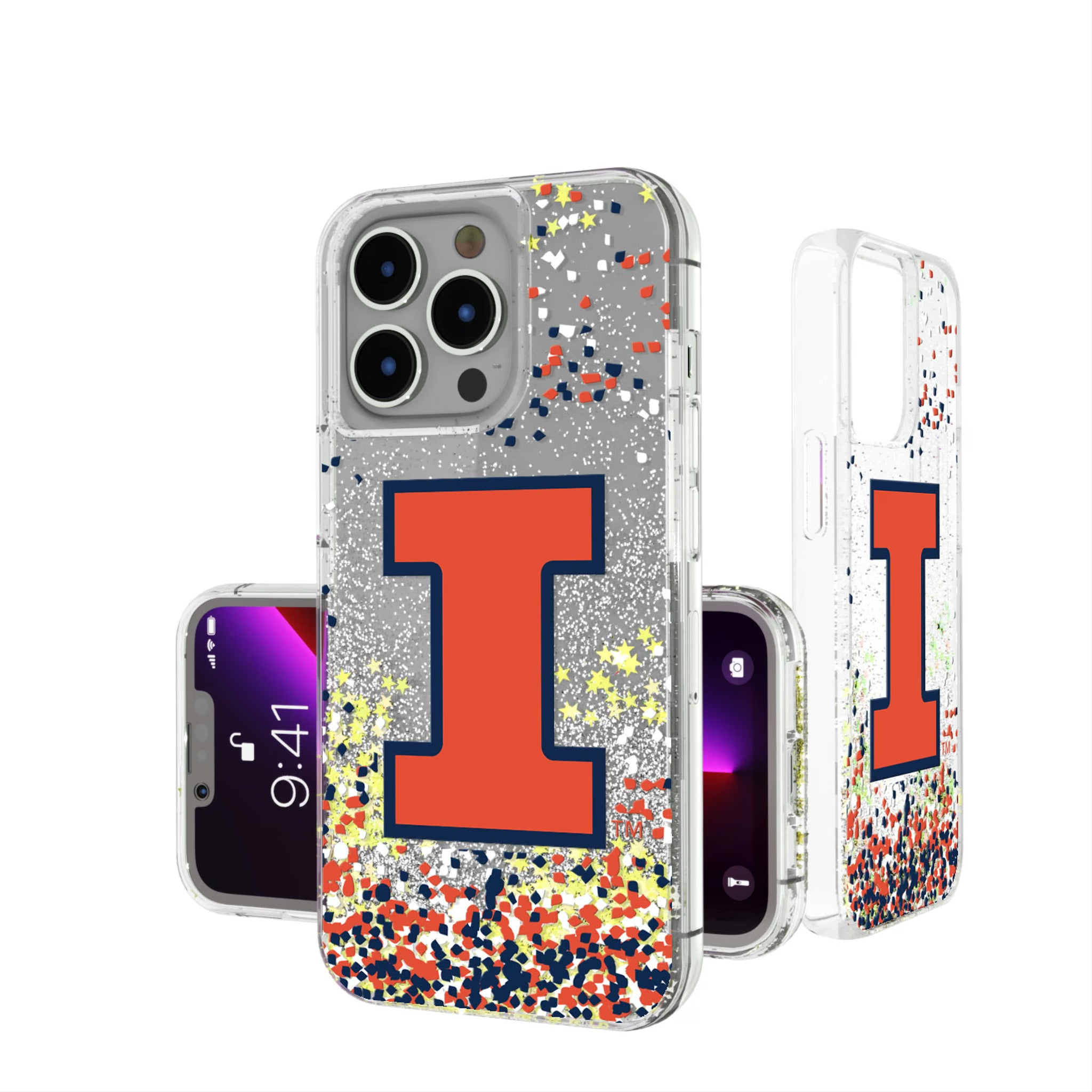 University of Illinois Fighting Illini Confetti iPhone Glitter Phone Case for Apple iPhone