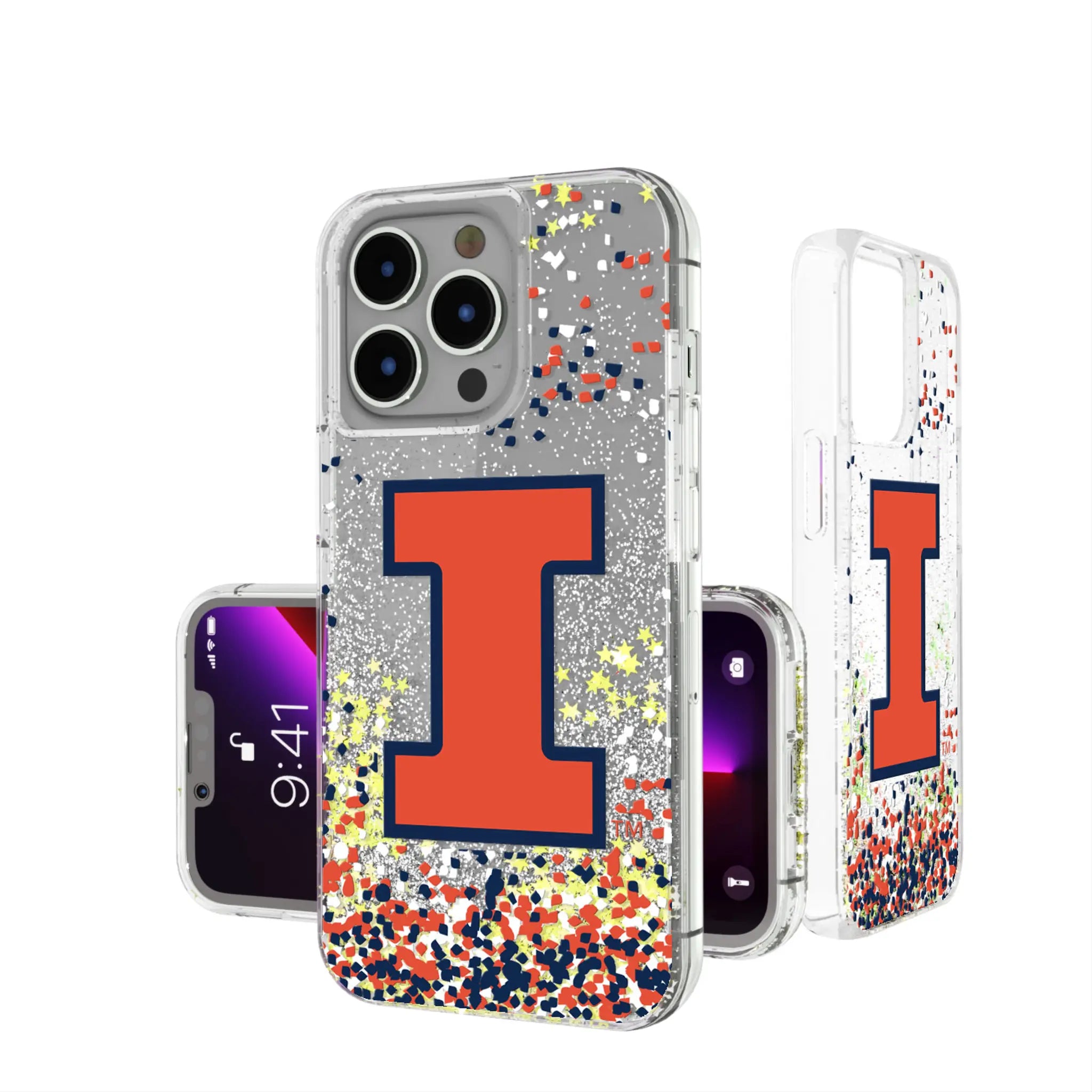 University of Illinois Fighting Illini Confetti iPhone Glitter Phone Case for Apple iPhone
