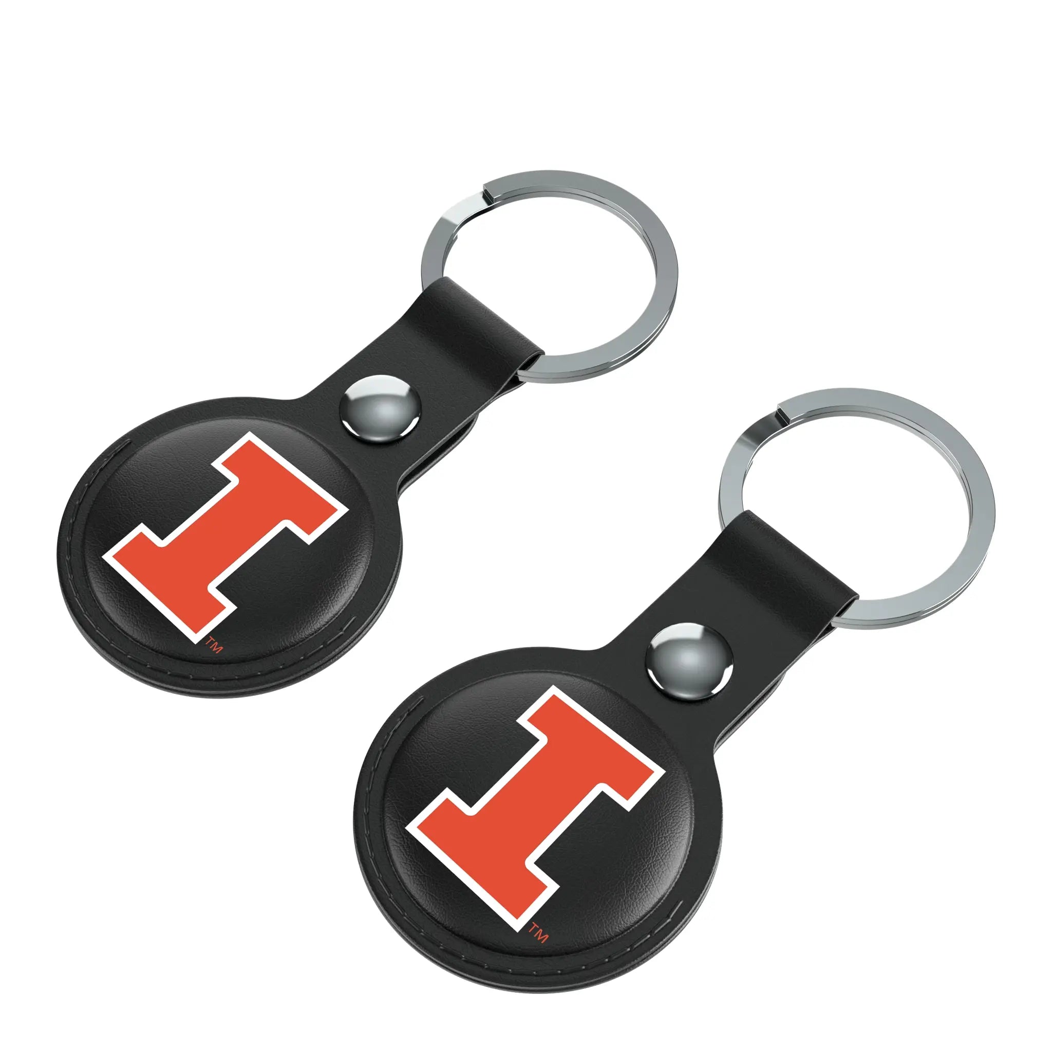 University of Illinois Fighting Illini Insignia AirTag Black Airtag Holder 2-Pack - Isometric View