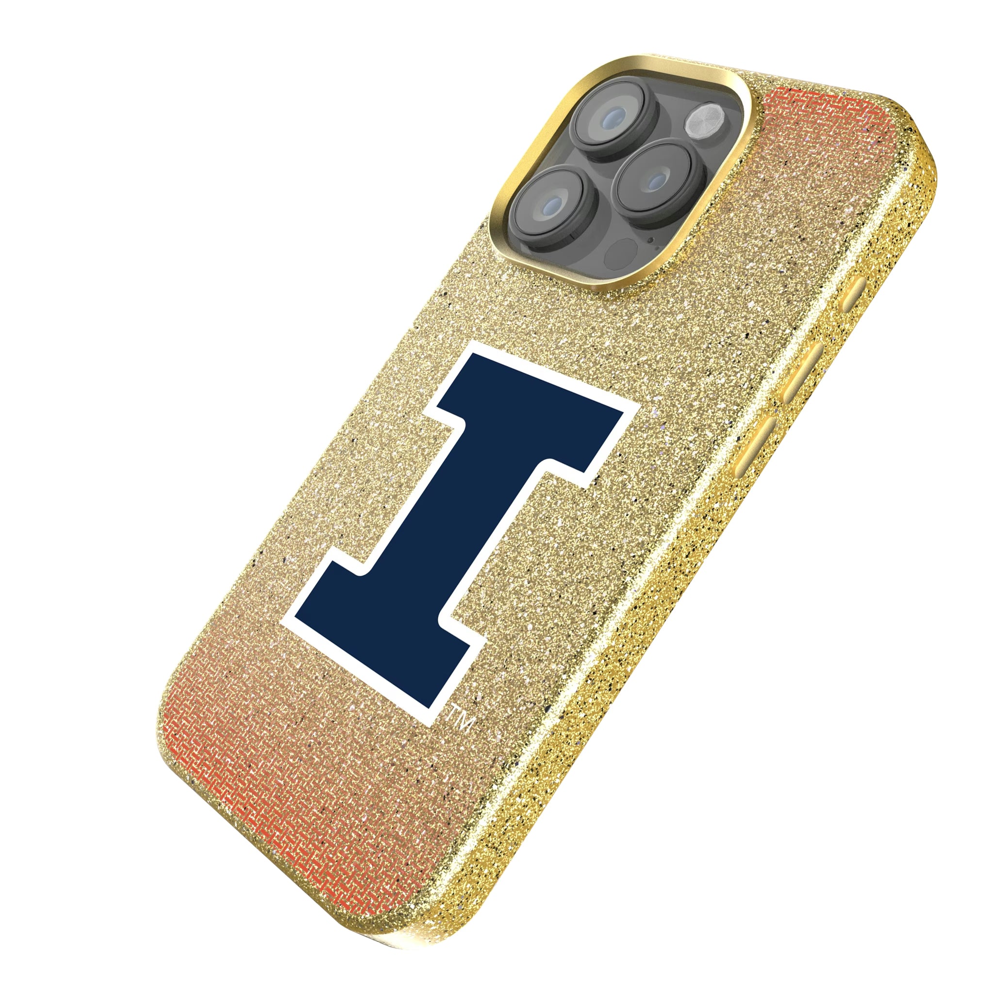 University of Illinois Fighting Illini Linen iPhone Bling Phone Case for Apple iPhone - Isometric View