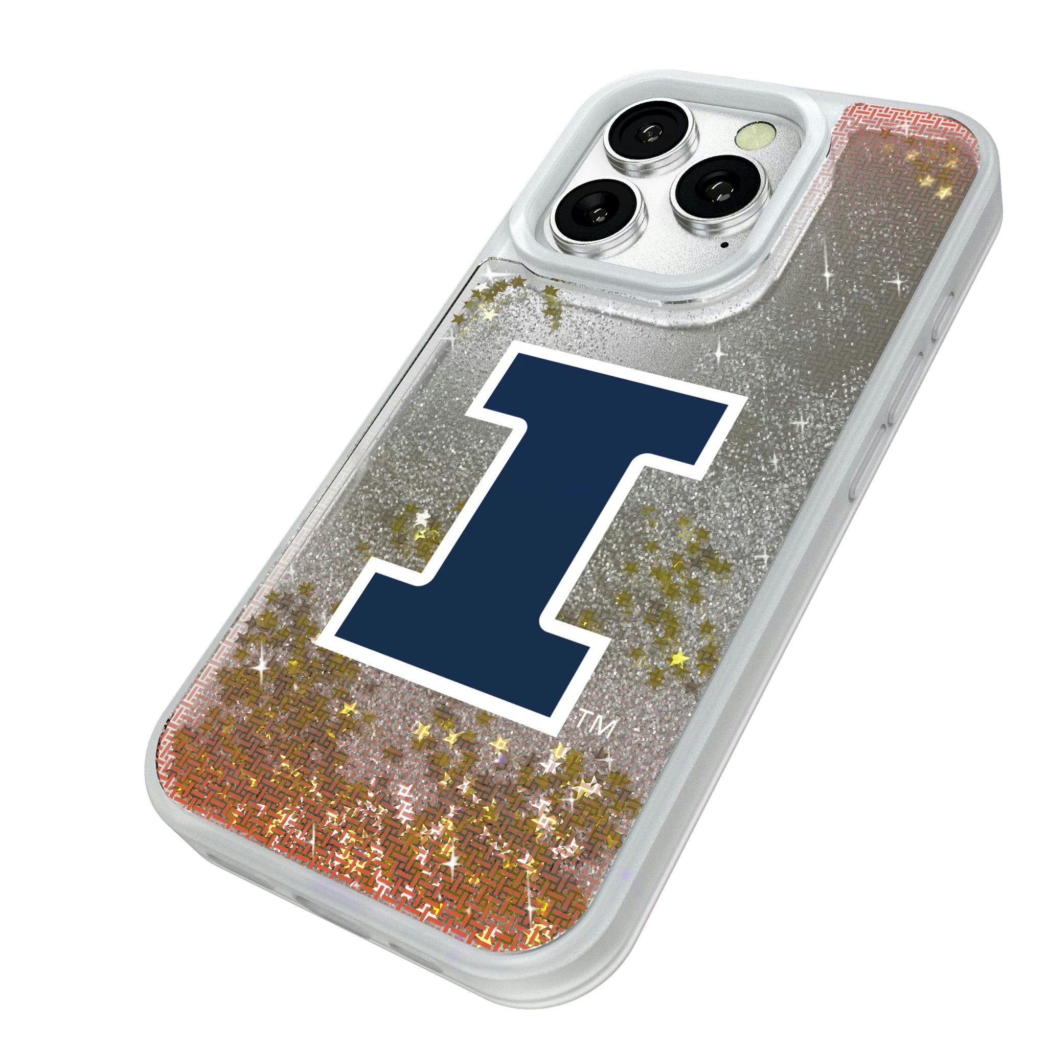 University of Illinois Fighting Illini Linen iPhone Glitter Phone Case for Apple iPhone - Isometric View#Device_iPhone 16 Pro