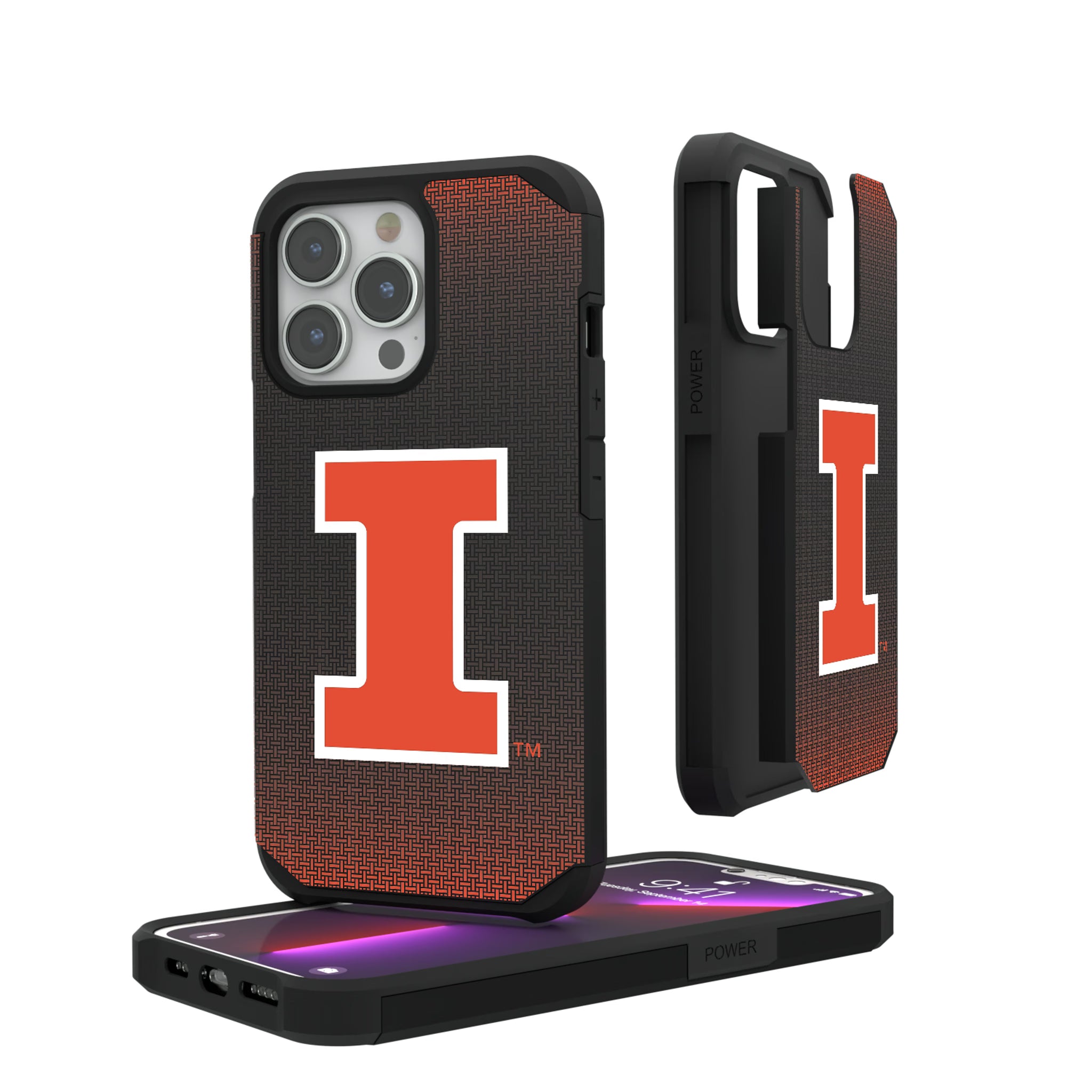 University of Illinois Fighting Illini Linen iPhone Rugged Phone Case for Apple iPhone#Device_iPhone 13 Pro
