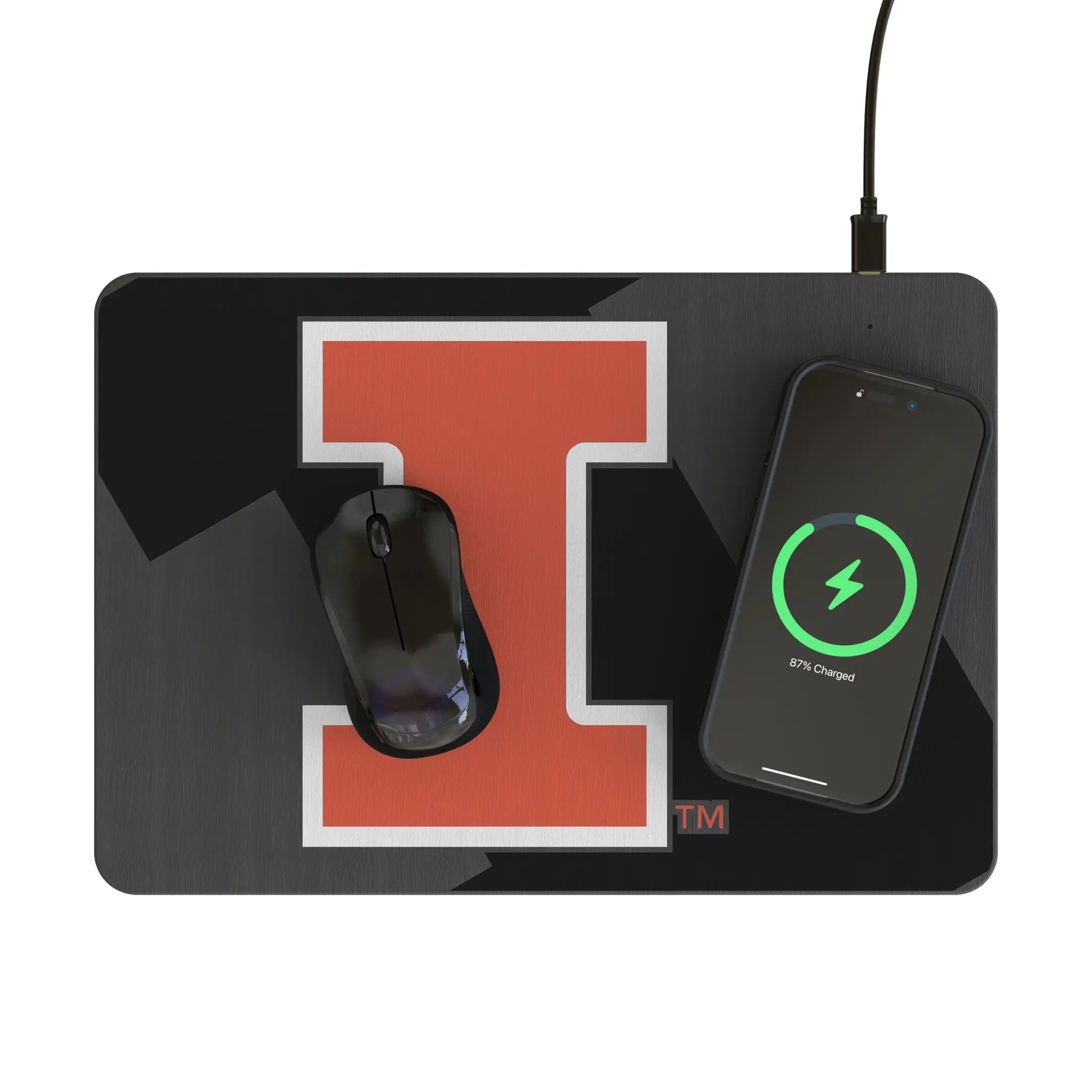 University of Illinois Fighting Illini Monocolor Tilt 15-Watt Wireless Charger and Mouse Pad - Lifestyle