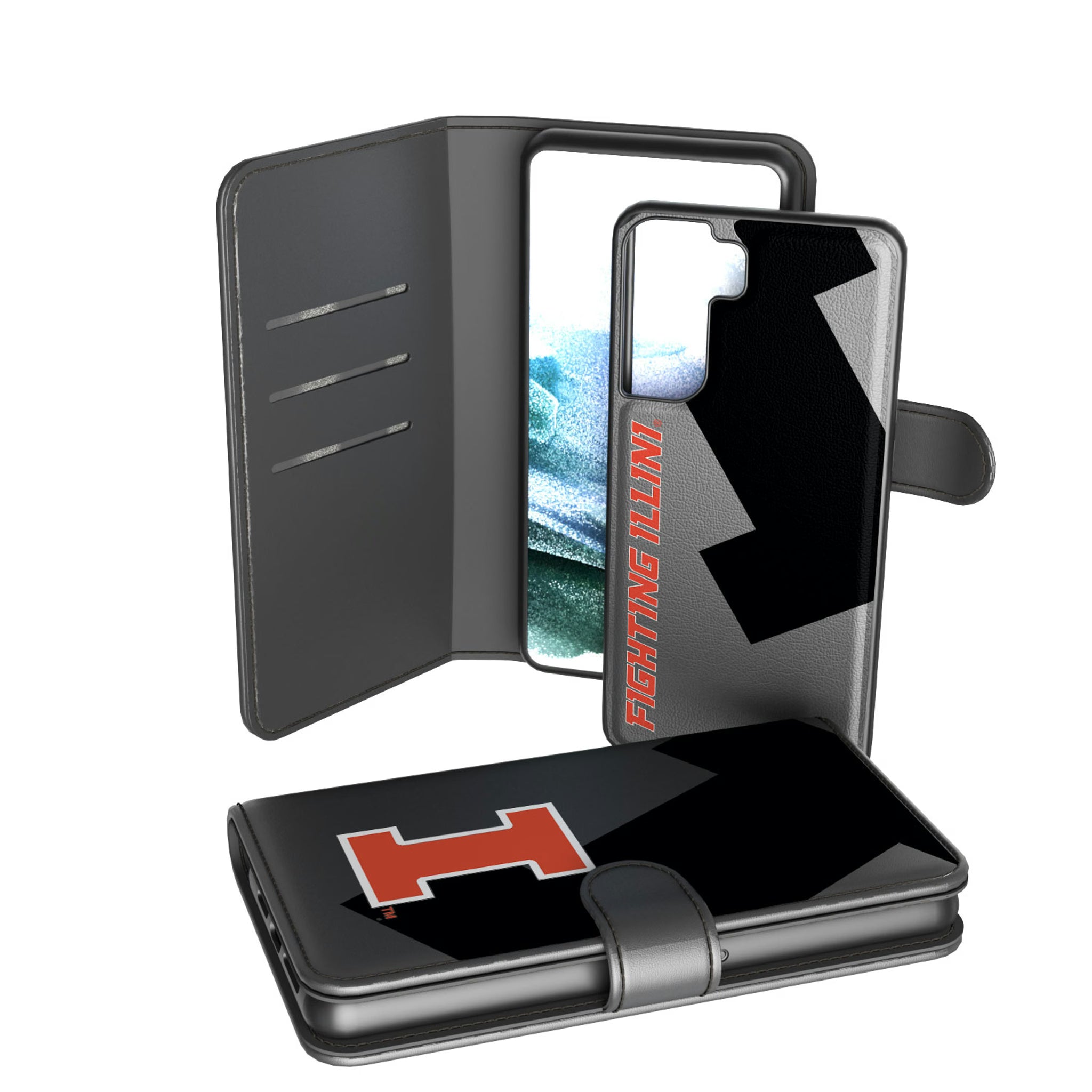 University of Illinois Fighting Illini Monocolor Tilt Galaxy Wallet Phone Case for Samsung Galaxy