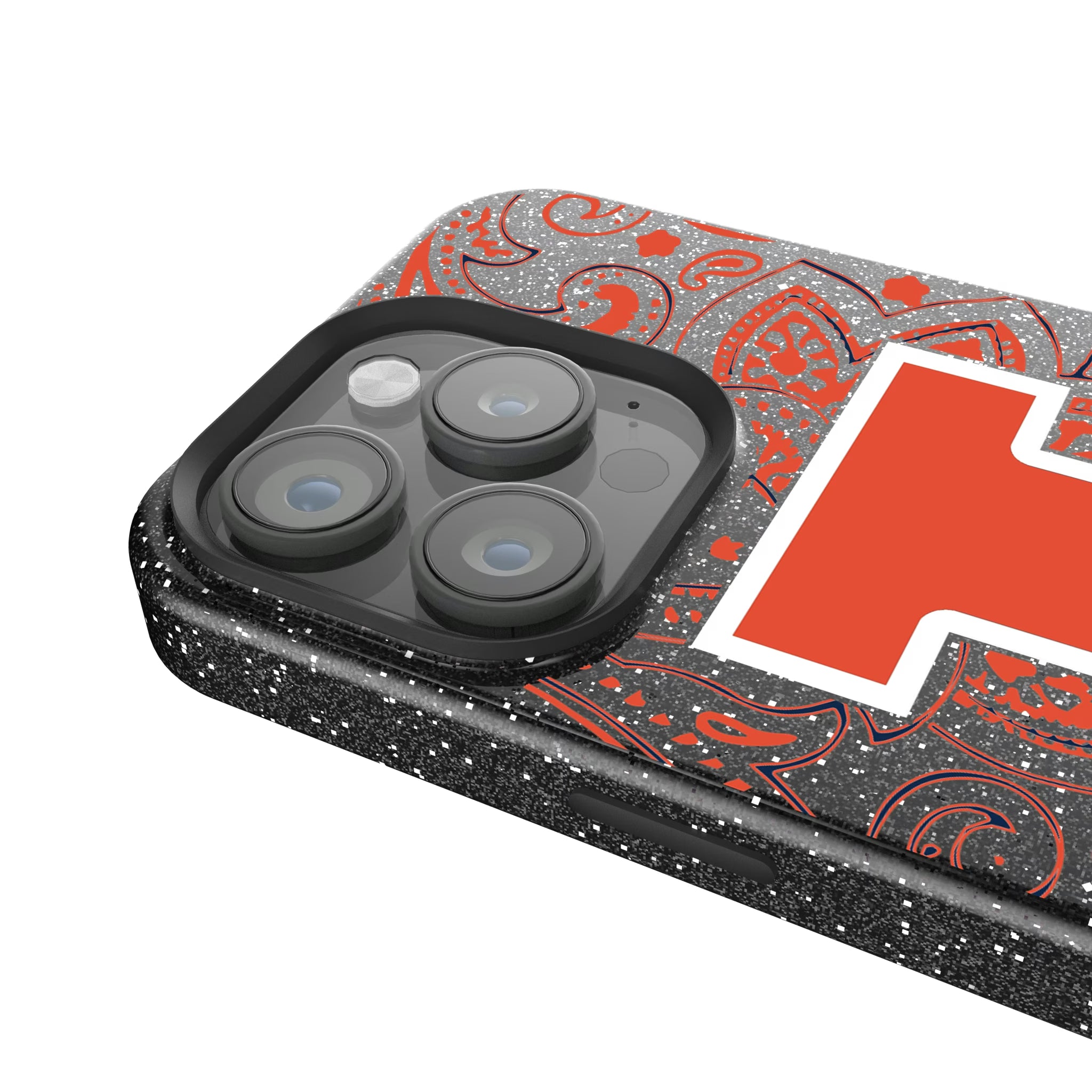University of Illinois Fighting Illini Paisley iPhone Bling Phone Case for Apple iPhone - Detail