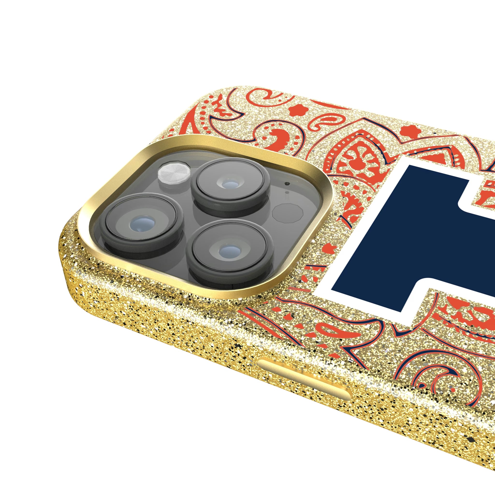 University of Illinois Fighting Illini Paisley iPhone Bling Phone Case for Apple iPhone - Detail