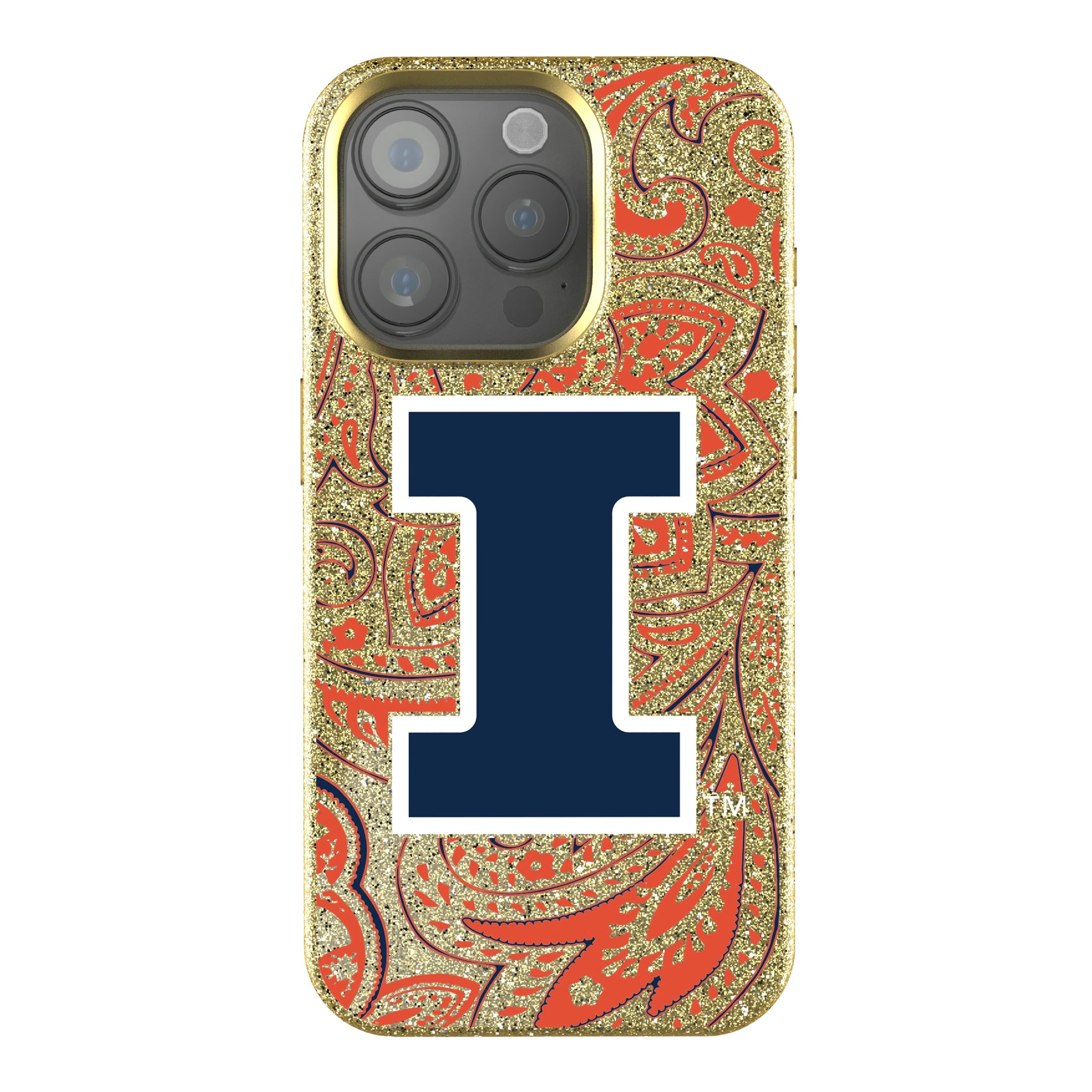 University of Illinois Fighting Illini Paisley iPhone Bling Phone Case for Apple iPhone