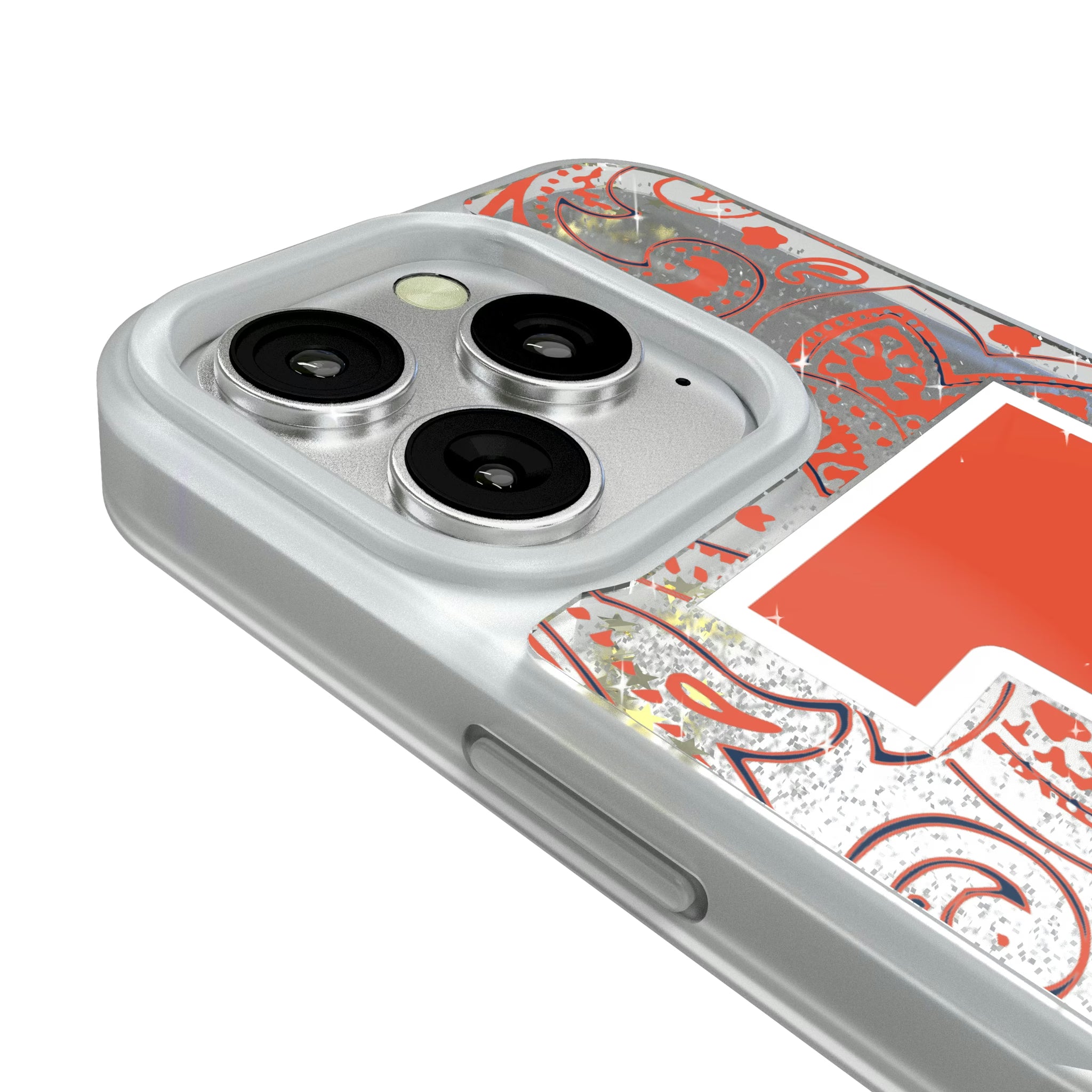 University of Illinois Fighting Illini Paisley iPhone Glitter Phone Case for Apple iPhone - Detail#Device_iPhone 16 Pro