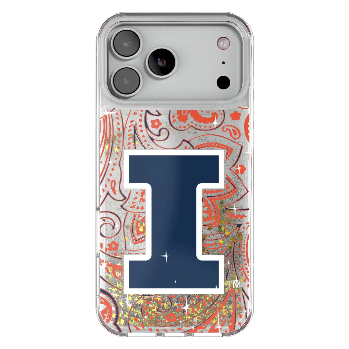 University of Illinois Fighting Illini Paisley Glitter Phone Case for Apple iPhone