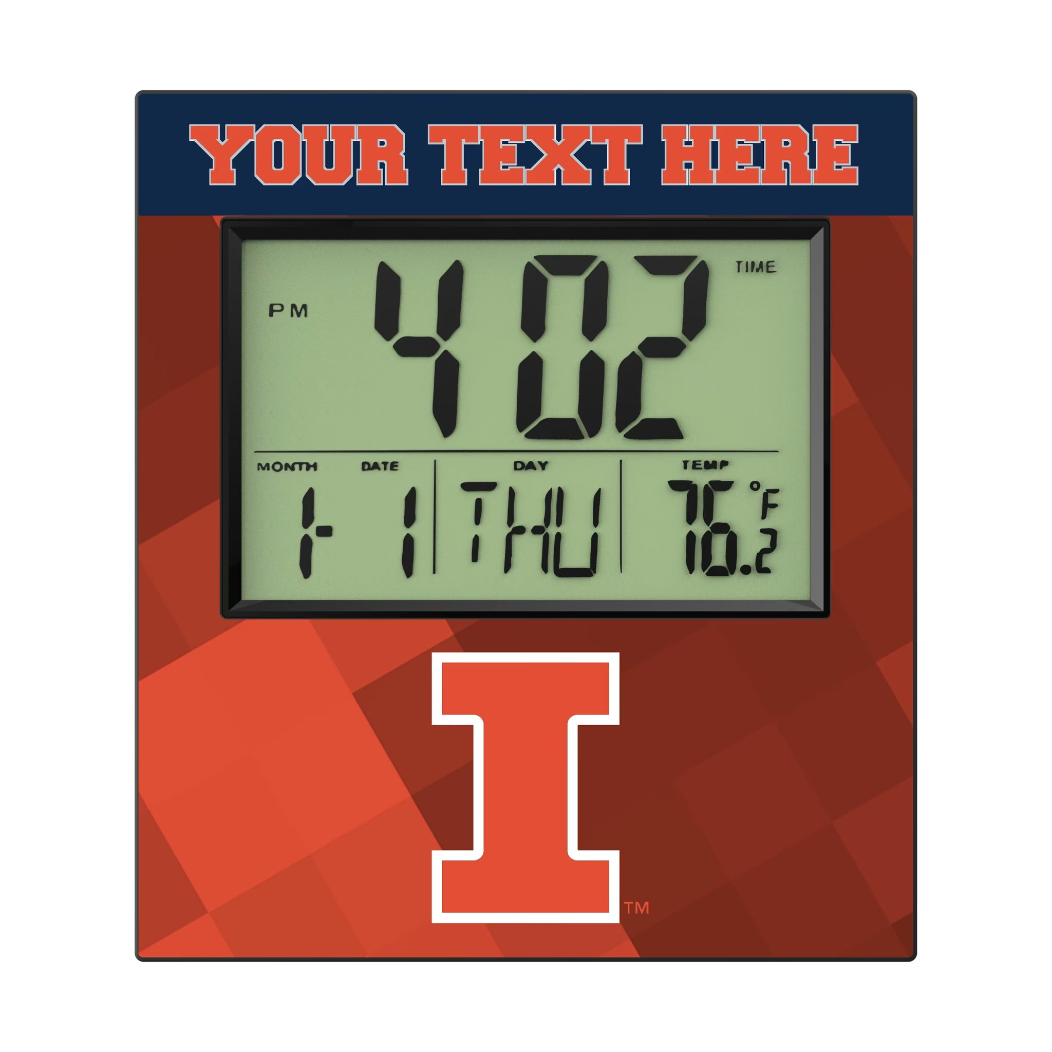 University of Illinois Fighting Illini Personalized Color Block Wall Clock