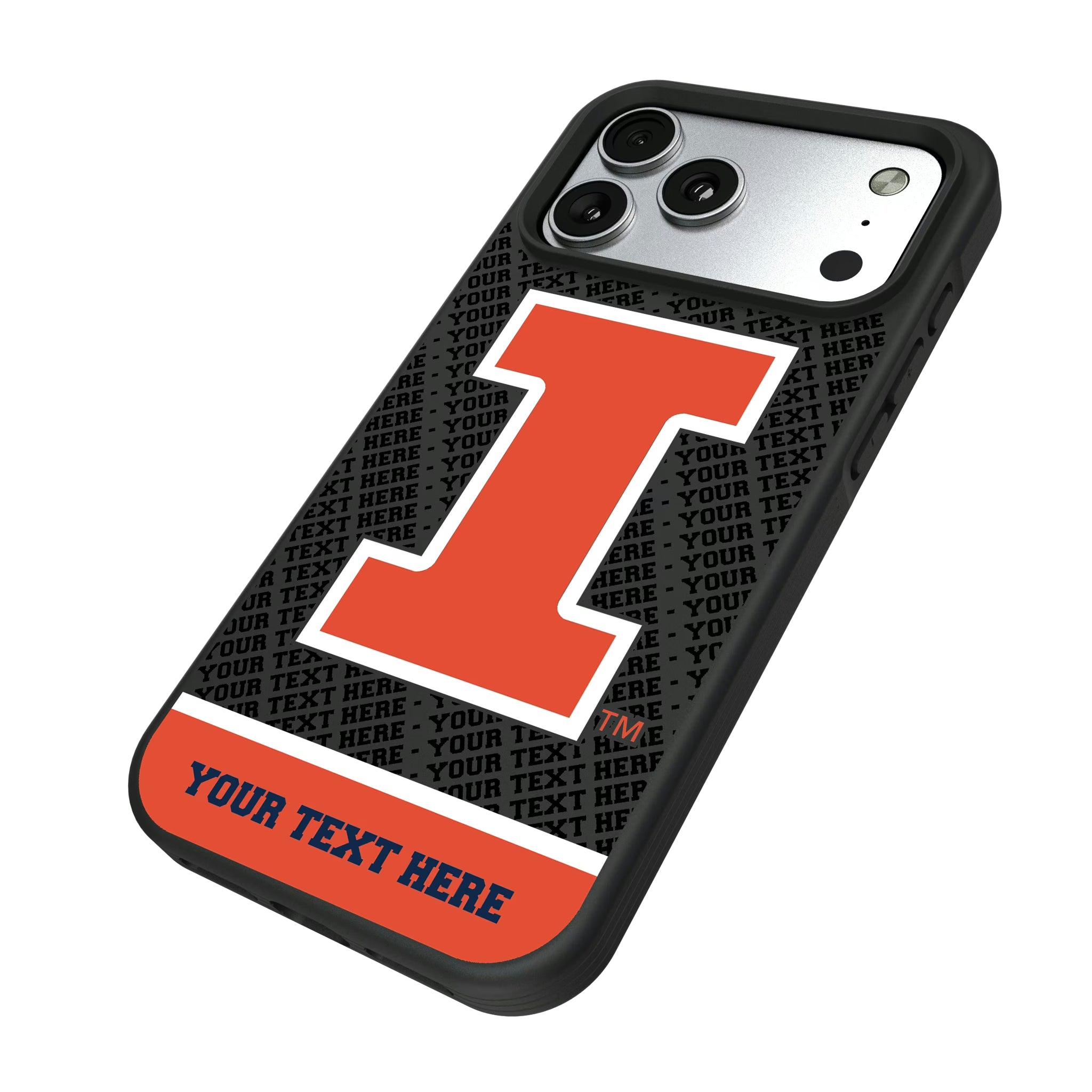 University of Illinois Fighting Illini Personalized EndZone Plus iPhone Bump Phone Case for Apple iPhone - Isometric View#Device_iPhone 17 Pro Max