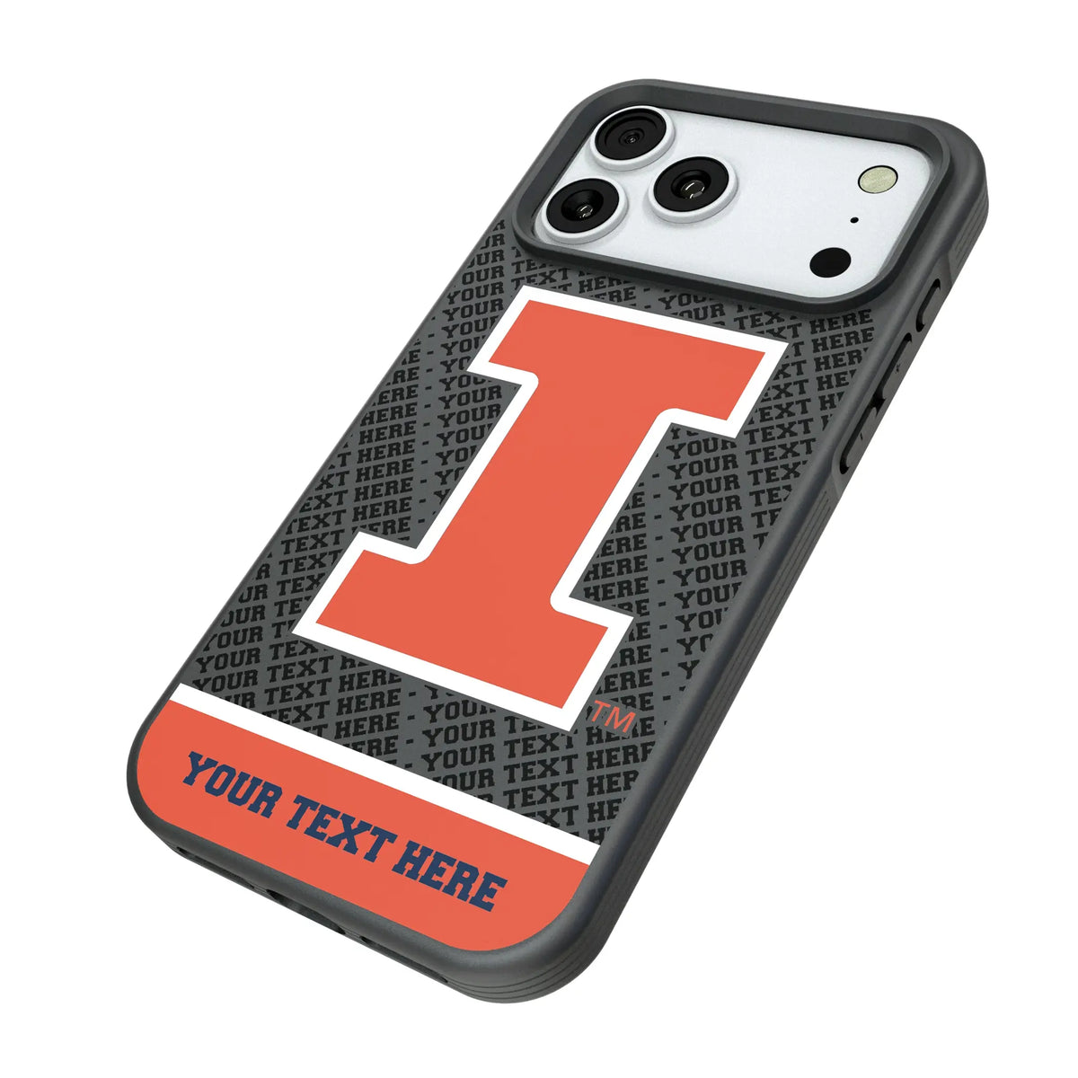 University of Illinois Fighting Illini Personalized EndZone Plus iPhone Bump Phone Case for Apple iPhone - Isometric View#Device_iPhone 18 Pro Max