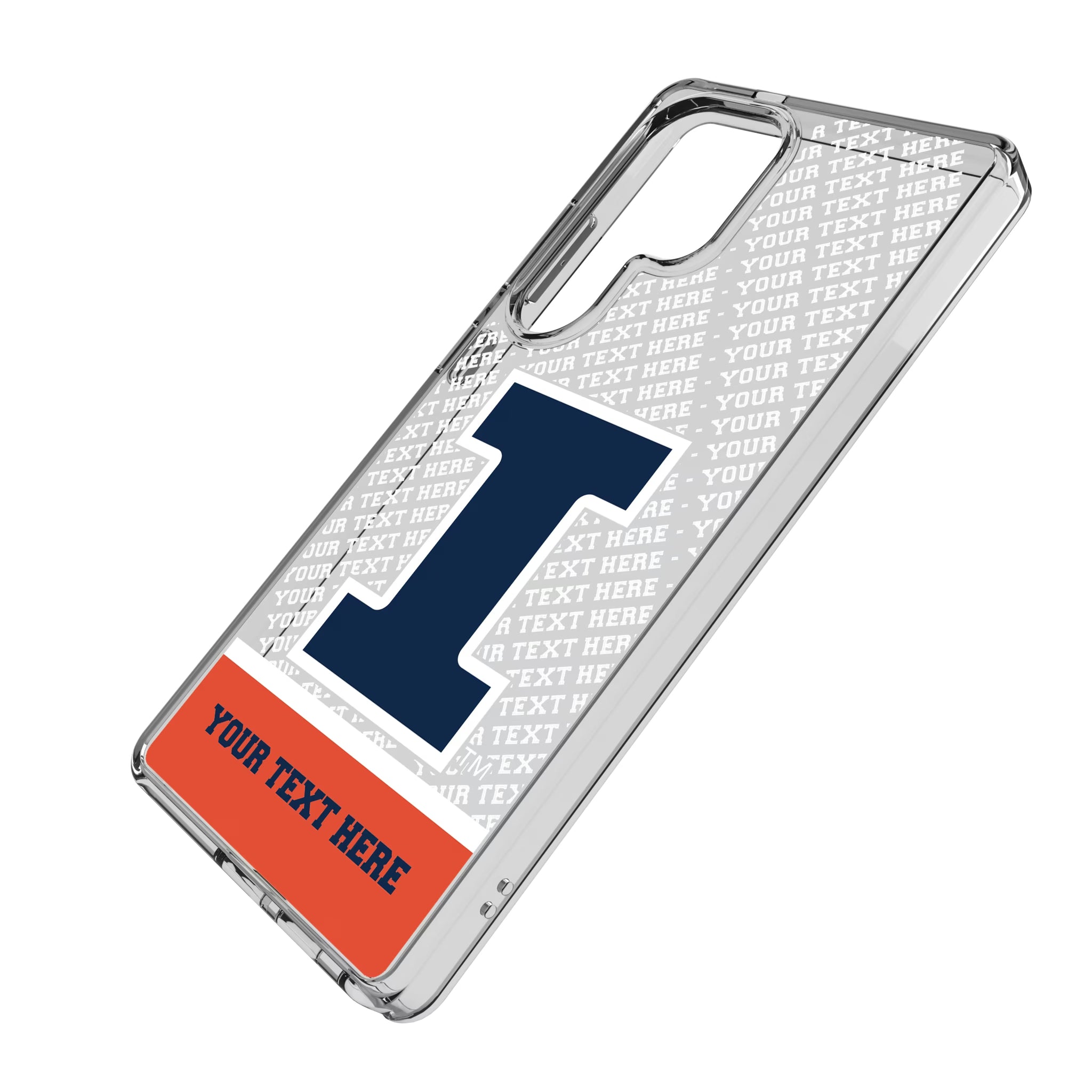 University of Illinois Fighting Illini Personalized EndZone Plus Galaxy Clear Phone Case for Samsung Galaxy - Isometric View