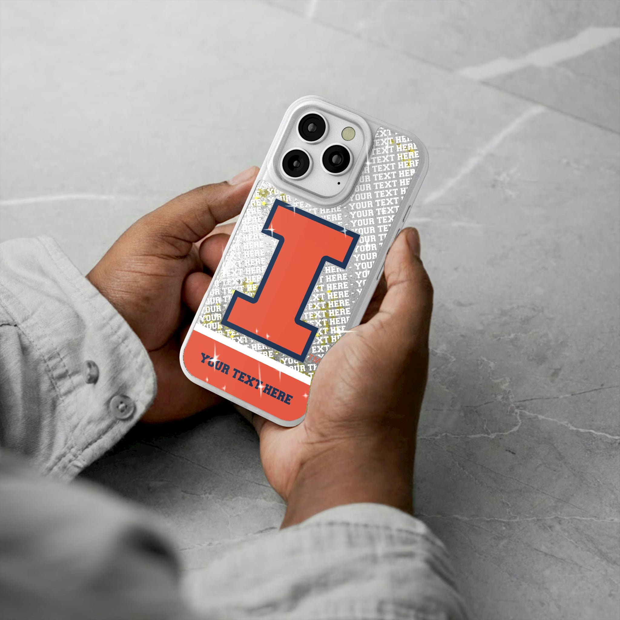 University of Illinois Fighting Illini Personalized EndZone Plus iPhone Glitter Phone Case for Apple iPhone - Lifestyle#Device_iPhone 16 Pro
