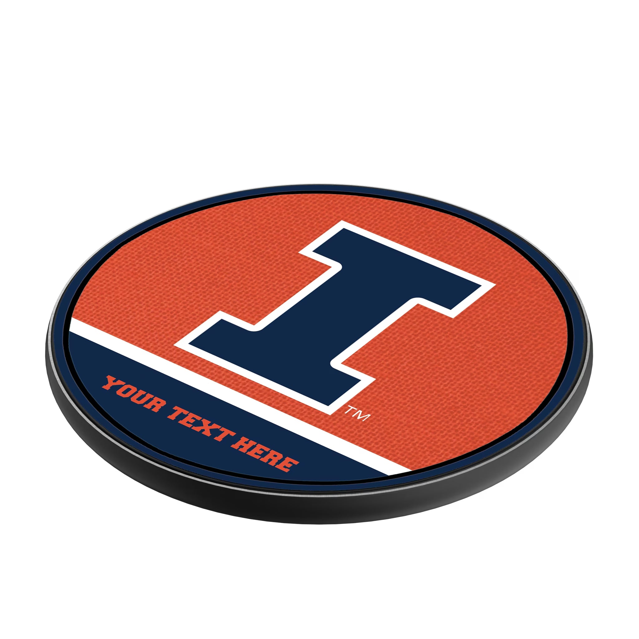 University of Illinois Fighting Illini Personalized Endzone Solid 15-Watt Wireless Charger - Isometric View