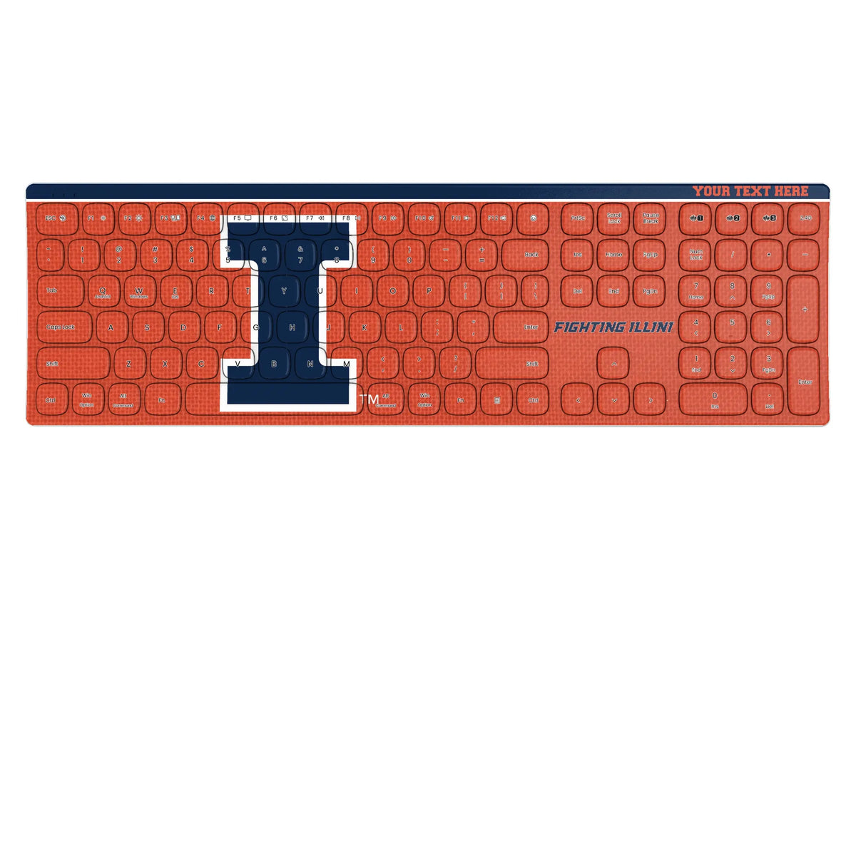 University of Illinois Fighting Illini Personalized Endzone Solid KKB605 Curved Wireless Keyboard