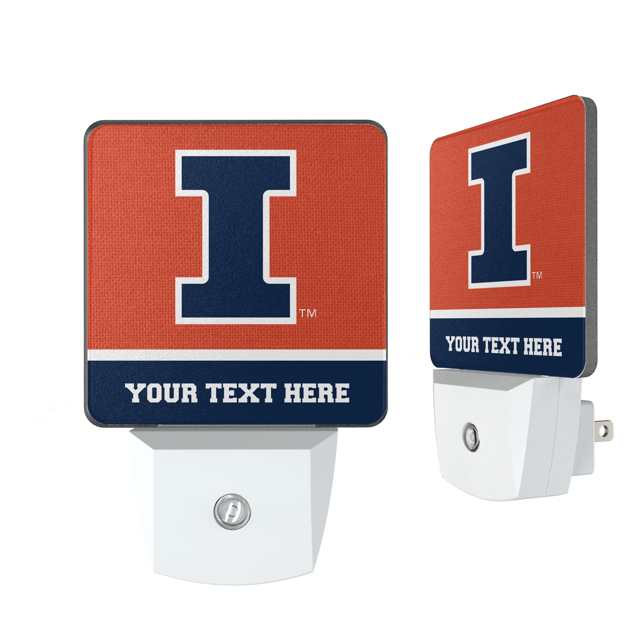 University of Illinois Fighting Illini Personalized Endzone Solid Night Light 2-Pack