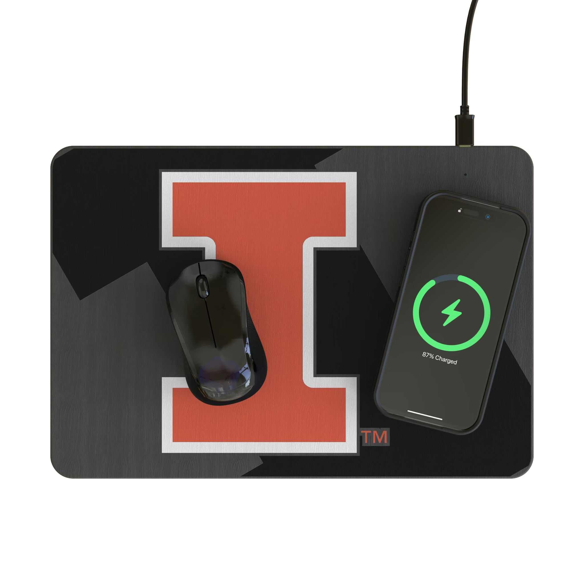 University of Illinois Fighting Illini Personalized Tilt 15-Watt Wireless Charger and Mouse Pad - Lifestyle