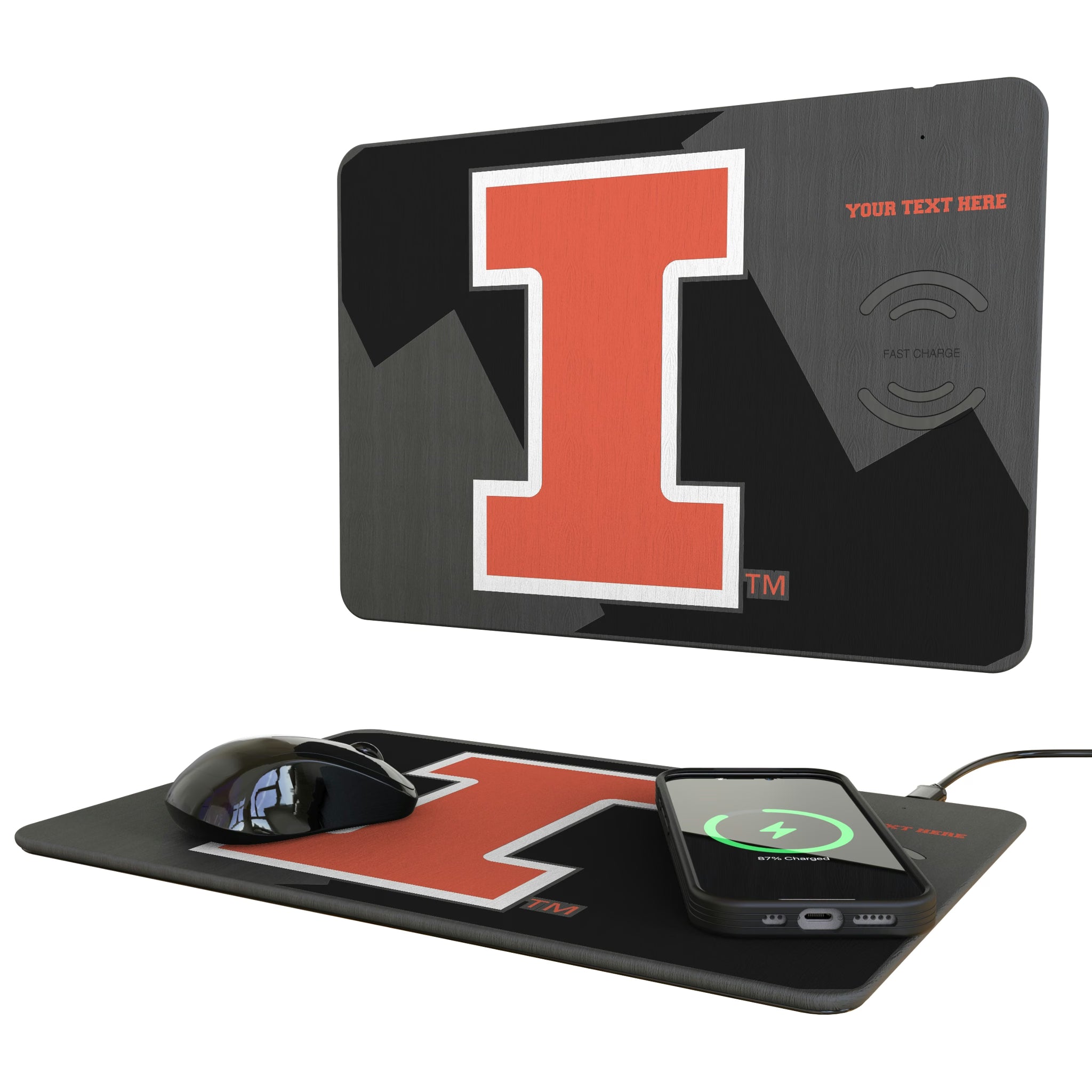 University of Illinois Fighting Illini Personalized Tilt 15-Watt Wireless Charger and Mouse Pad