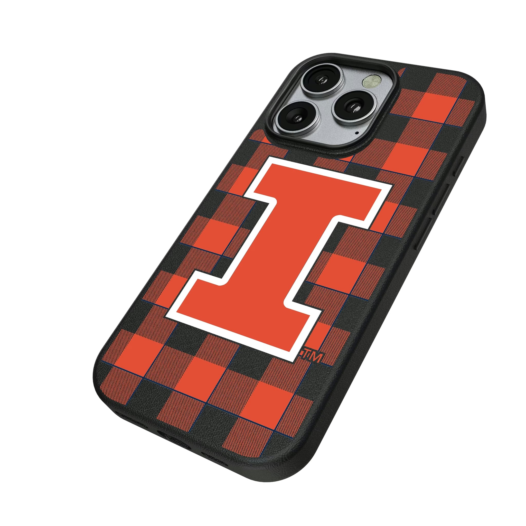 University of Illinois Fighting Illini Plaid iPhone MagSafe Compatible Phone Case for Apple iPhone - Isometric View