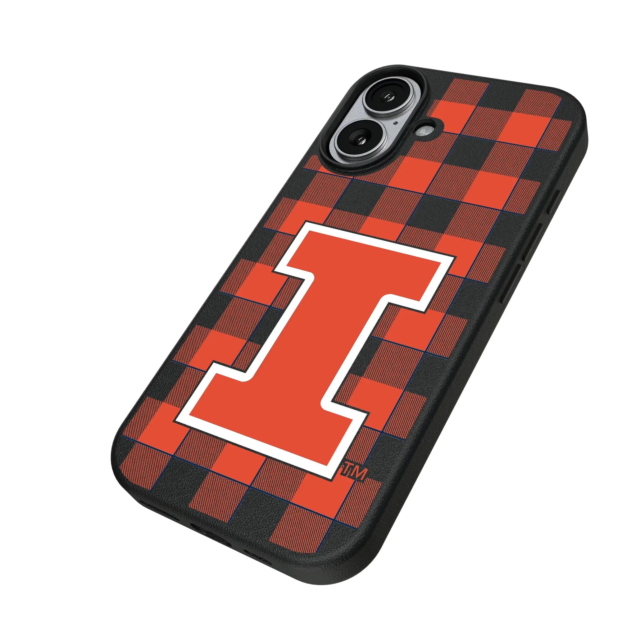 University of Illinois Fighting Illini Plaid iPhone MagSafe Compatible Phone Case for Apple iPhone - Isometric View#Device_iPhone 17