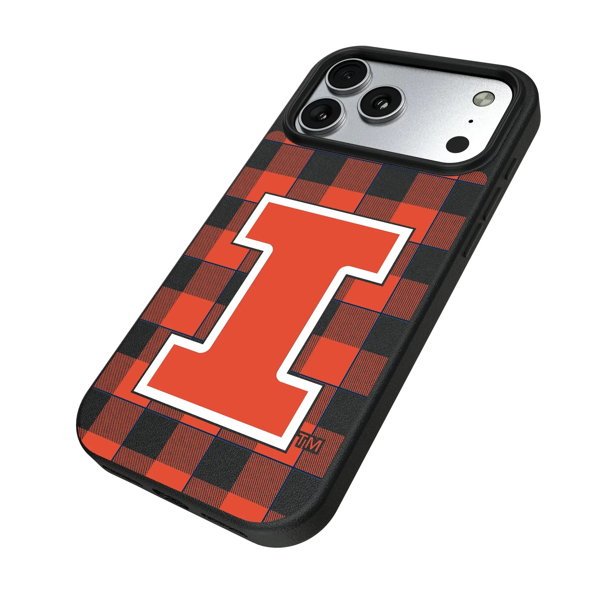 University of Illinois Fighting Illini Plaid iPhone MagSafe Compatible Phone Case for Apple iPhone - Isometric View#Device_iPhone 17 Pro Max