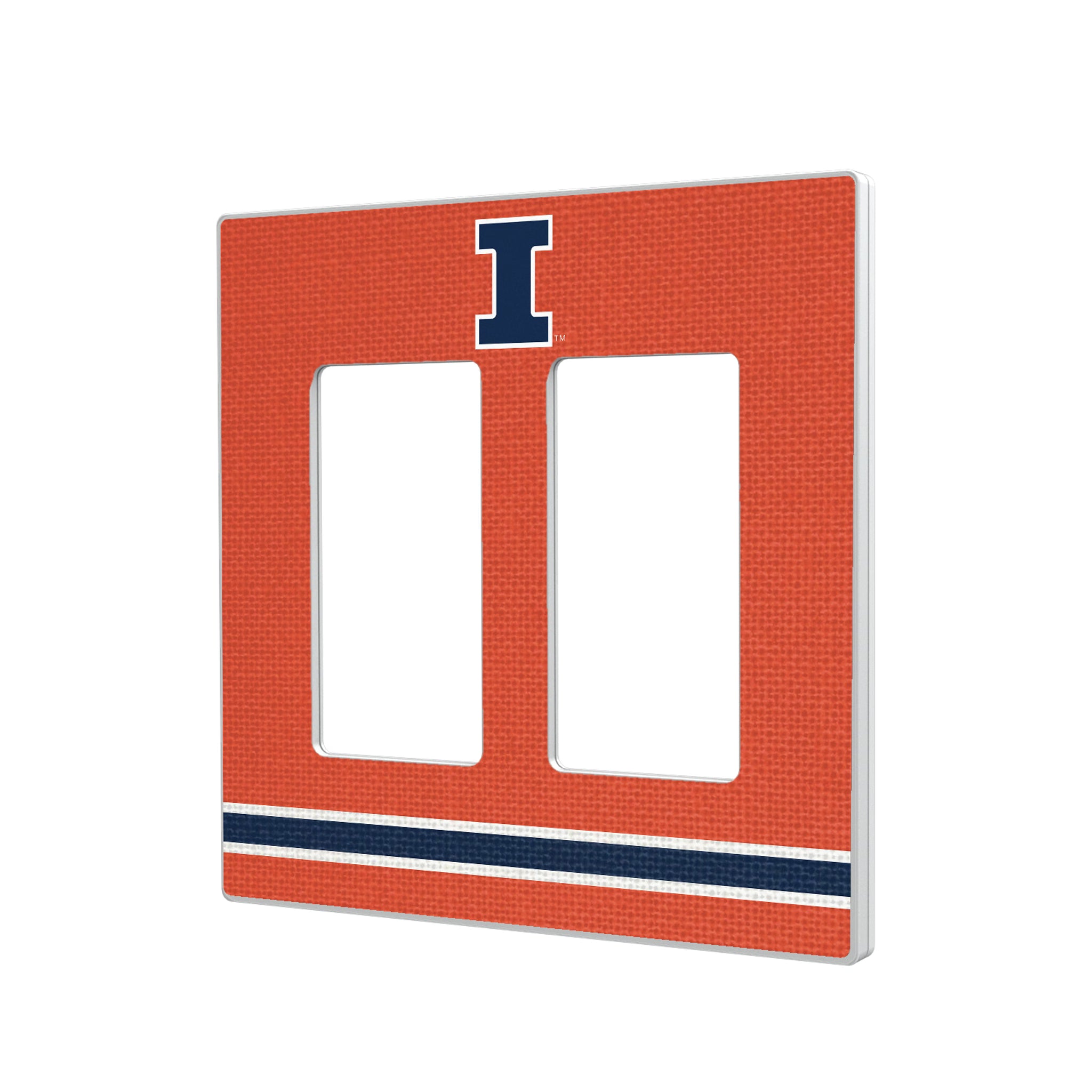 University of Illinois Fighting Illini Stripe Hidden-Screw Light Switch Plate#Style_Double Rocker