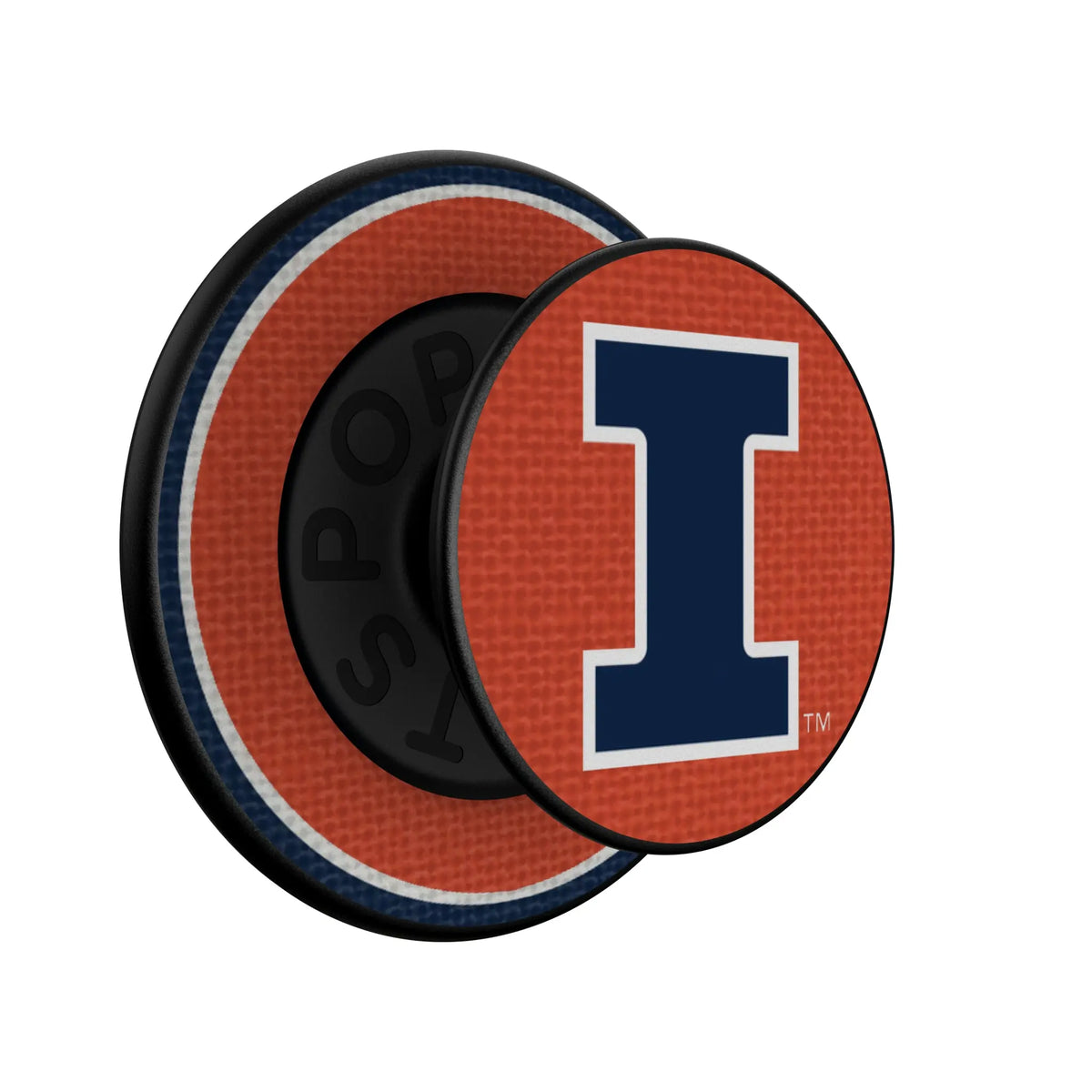 University of Illinois Fighting Illini Stripe Popsockets Round Magnetic - Isometric View
