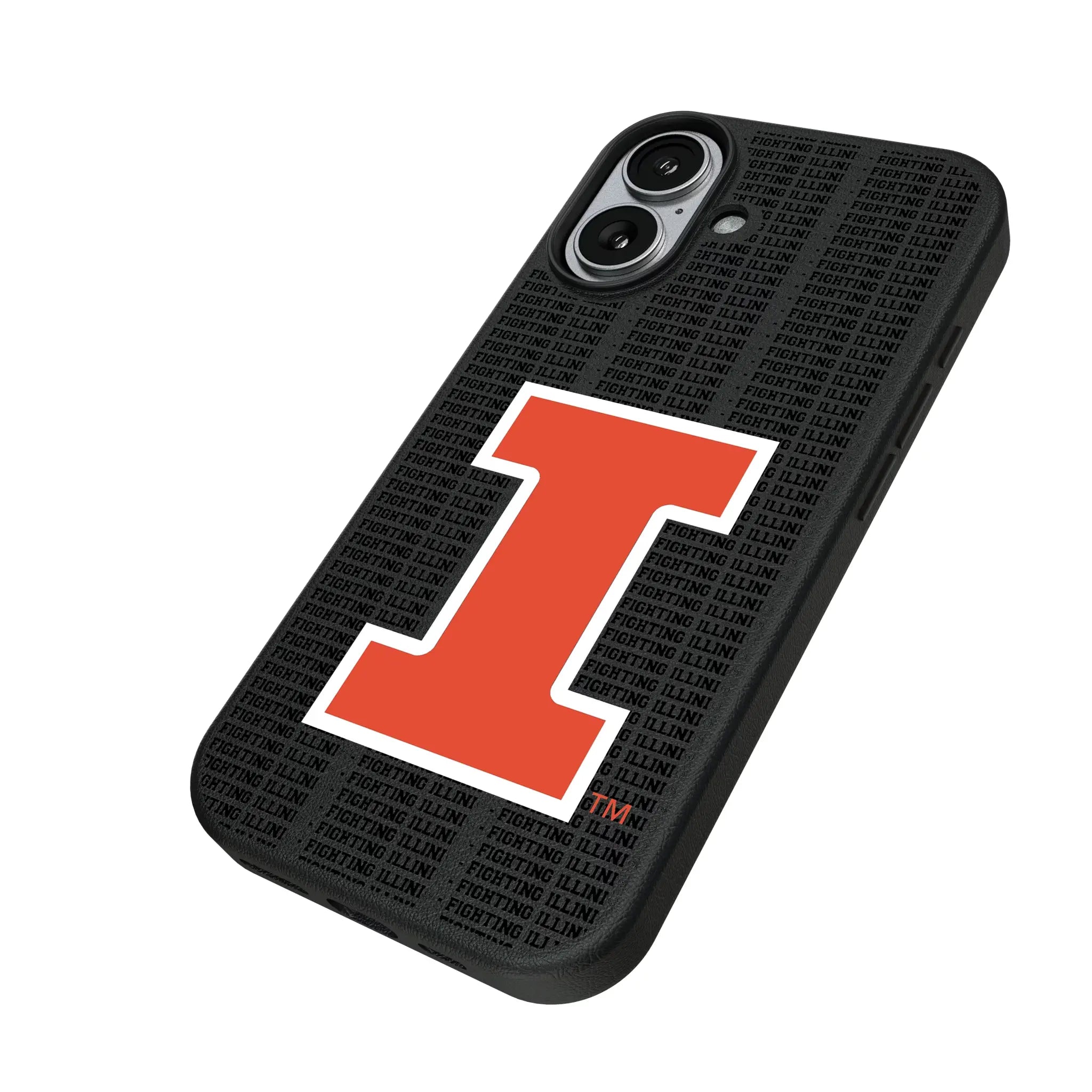 University of Illinois Fighting Illini Text Backdrop iPhone MagSafe Compatible Phone Case for Apple iPhone - Isometric View#Device_iPhone 17