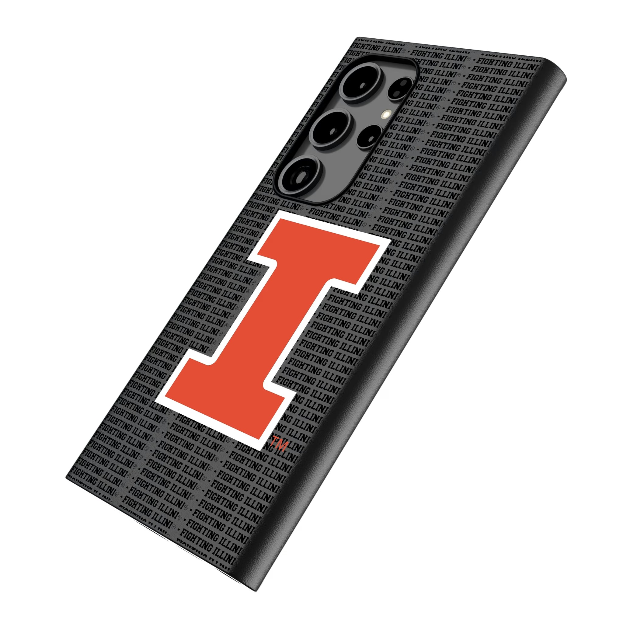 University of Illinois Fighting Illini Text Backdrop Galaxy MagSafe Compatible Phone Case for Samsung Galaxy - Isometric View
