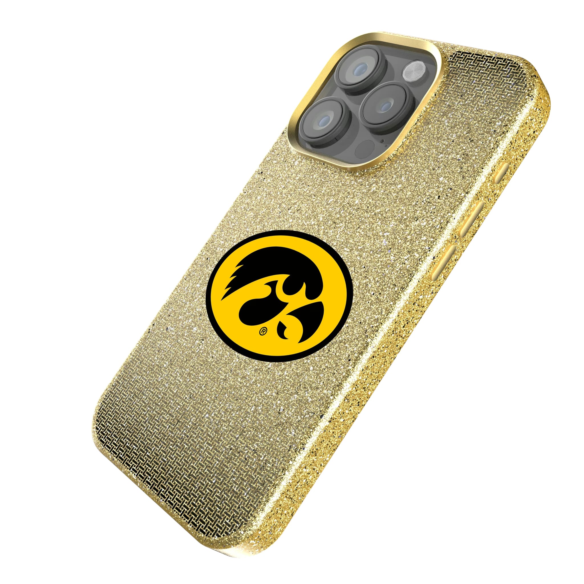 University of Iowa Hawkeyes Linen iPhone Bling Phone Case for Apple iPhone - Isometric View