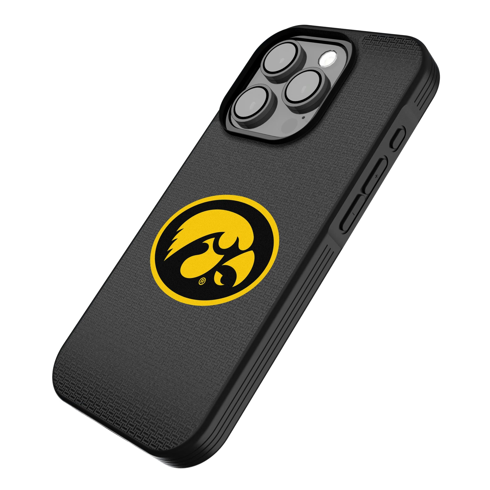 University of Iowa Hawkeyes Linen iPhone Bump Phone Case for Apple iPhone - Isometric View