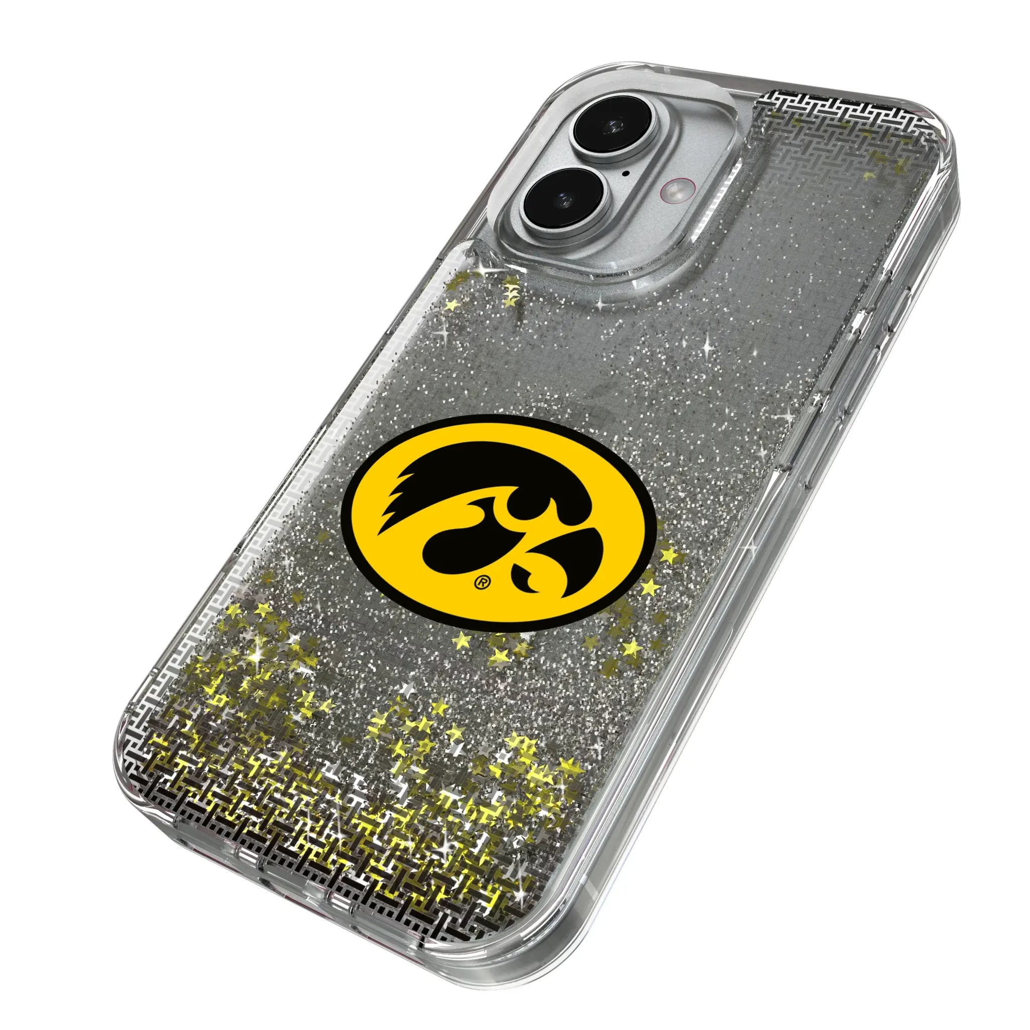 University of Iowa Hawkeyes Linen iPhone Glitter Phone Case for Apple iPhone - Isometric View