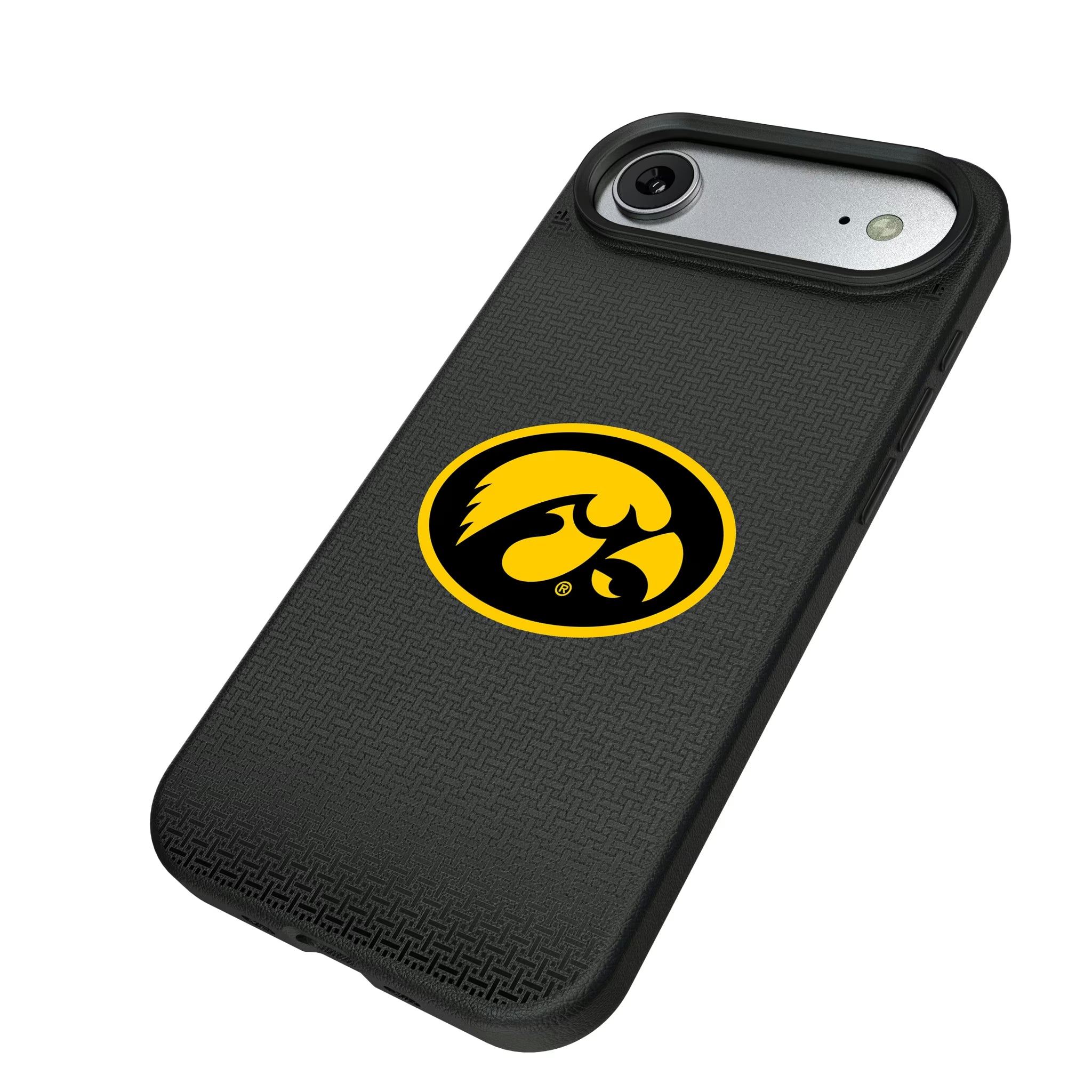 University of Iowa Hawkeyes Linen iPhone MagSafe Compatible Phone Case for Apple iPhone - Isometric View#Device_iPhone Air