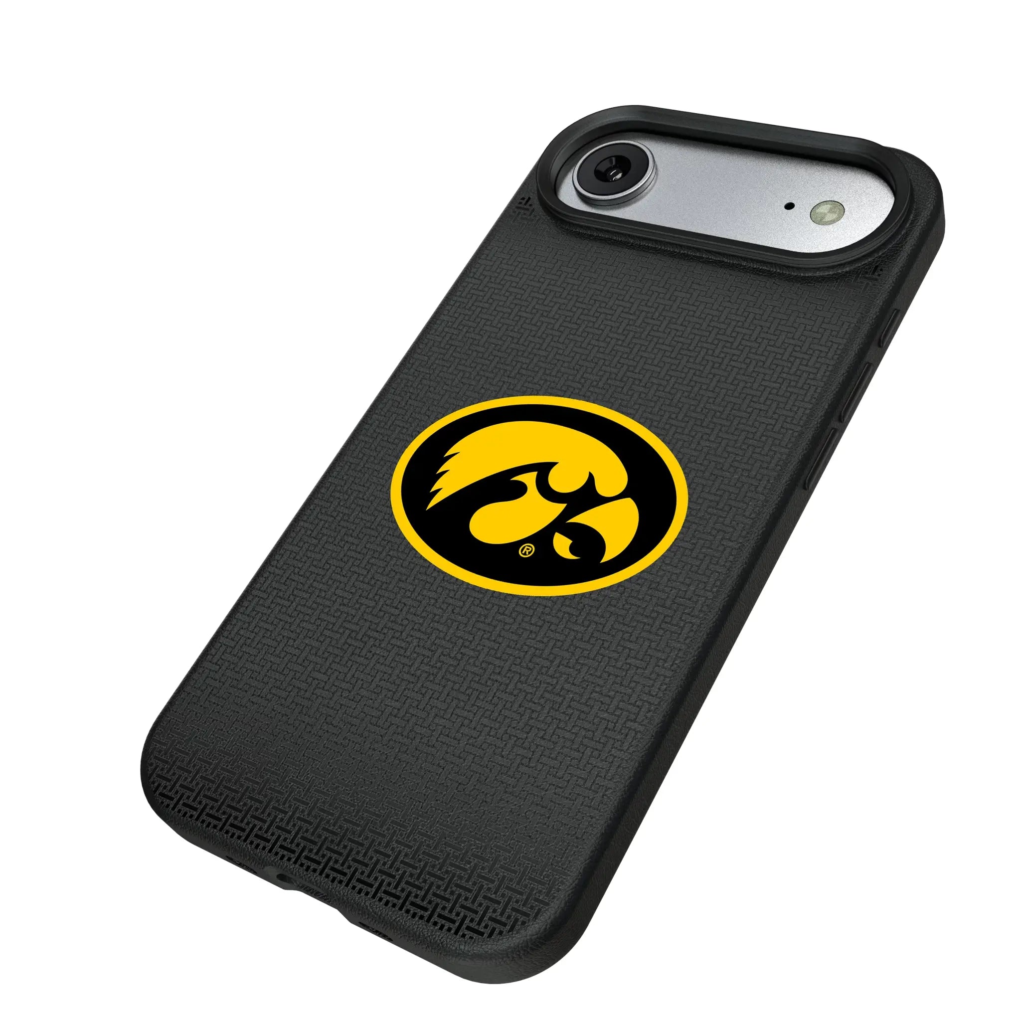 University of Iowa Hawkeyes Linen iPhone MagSafe Compatible Phone Case for Apple iPhone - Isometric View#Device_iPhone Air