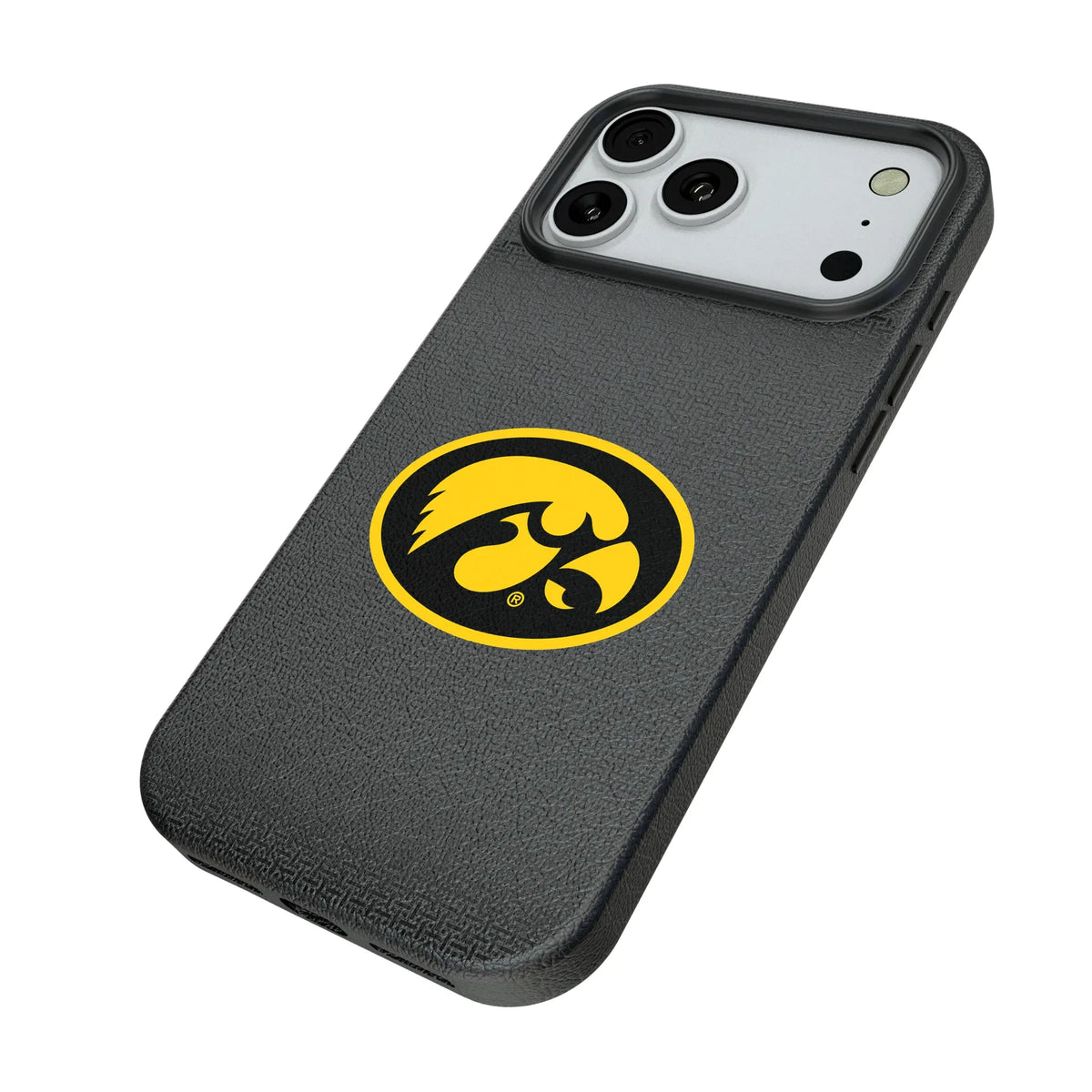 University of Iowa Hawkeyes Linen iPhone MagSafe Compatible Phone Case for Apple iPhone - Isometric View#Device_iPhone 18 Pro Max