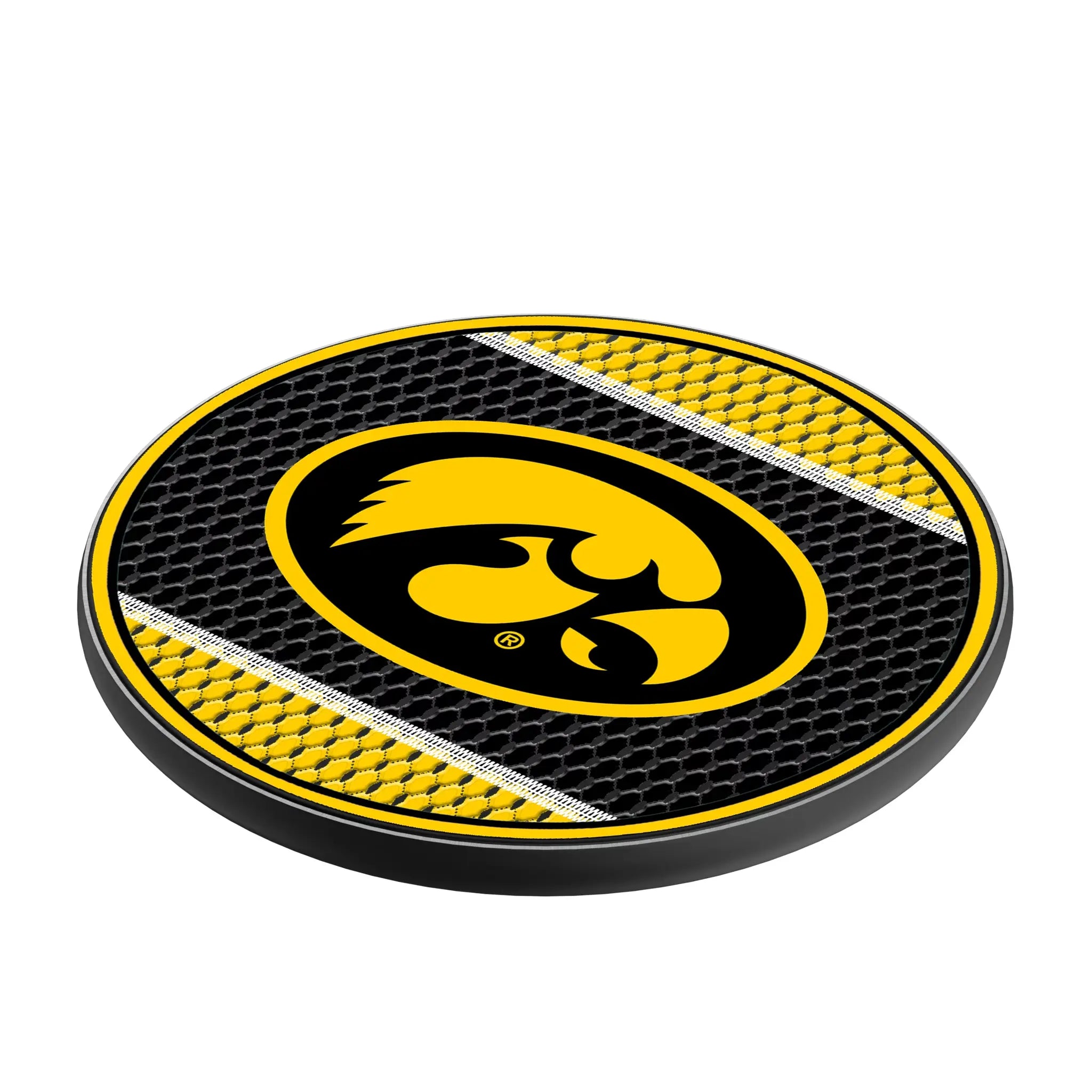 University of Iowa Hawkeyes Mesh 15-Watt Wireless Charger - Isometric View