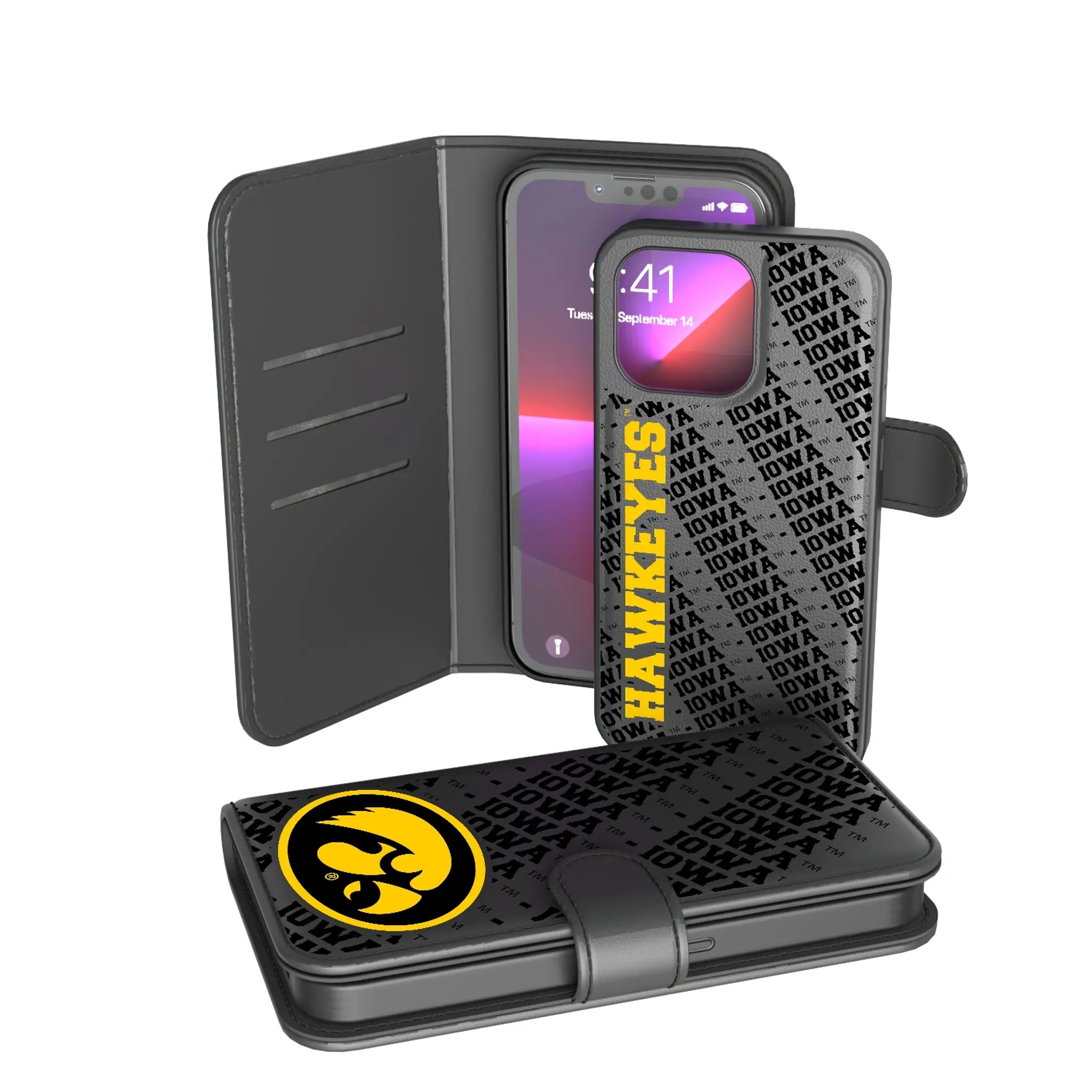 University of Iowa Hawkeyes Monocolor Tilt iPhone Wallet Phone Case for Apple iPhone