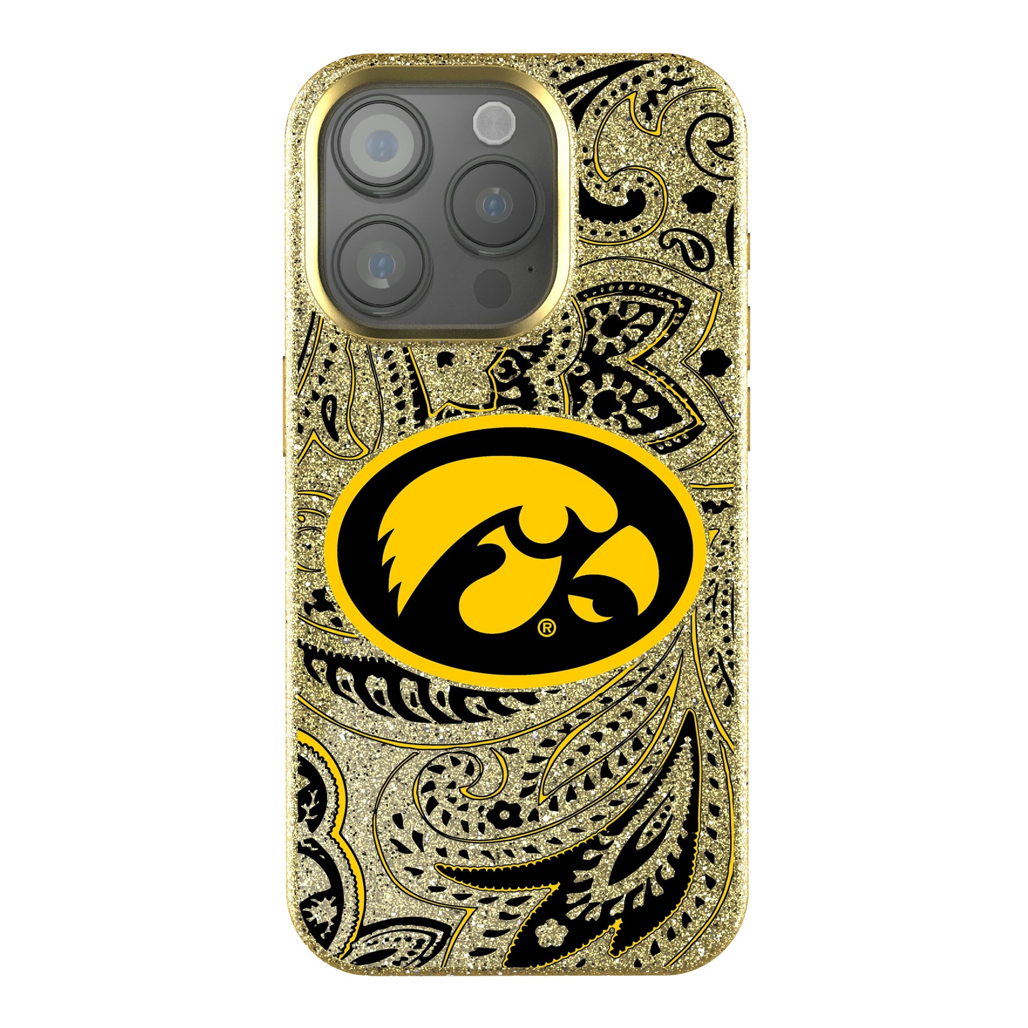 University of Iowa Hawkeyes Paisley iPhone Bling Phone Case for Apple iPhone