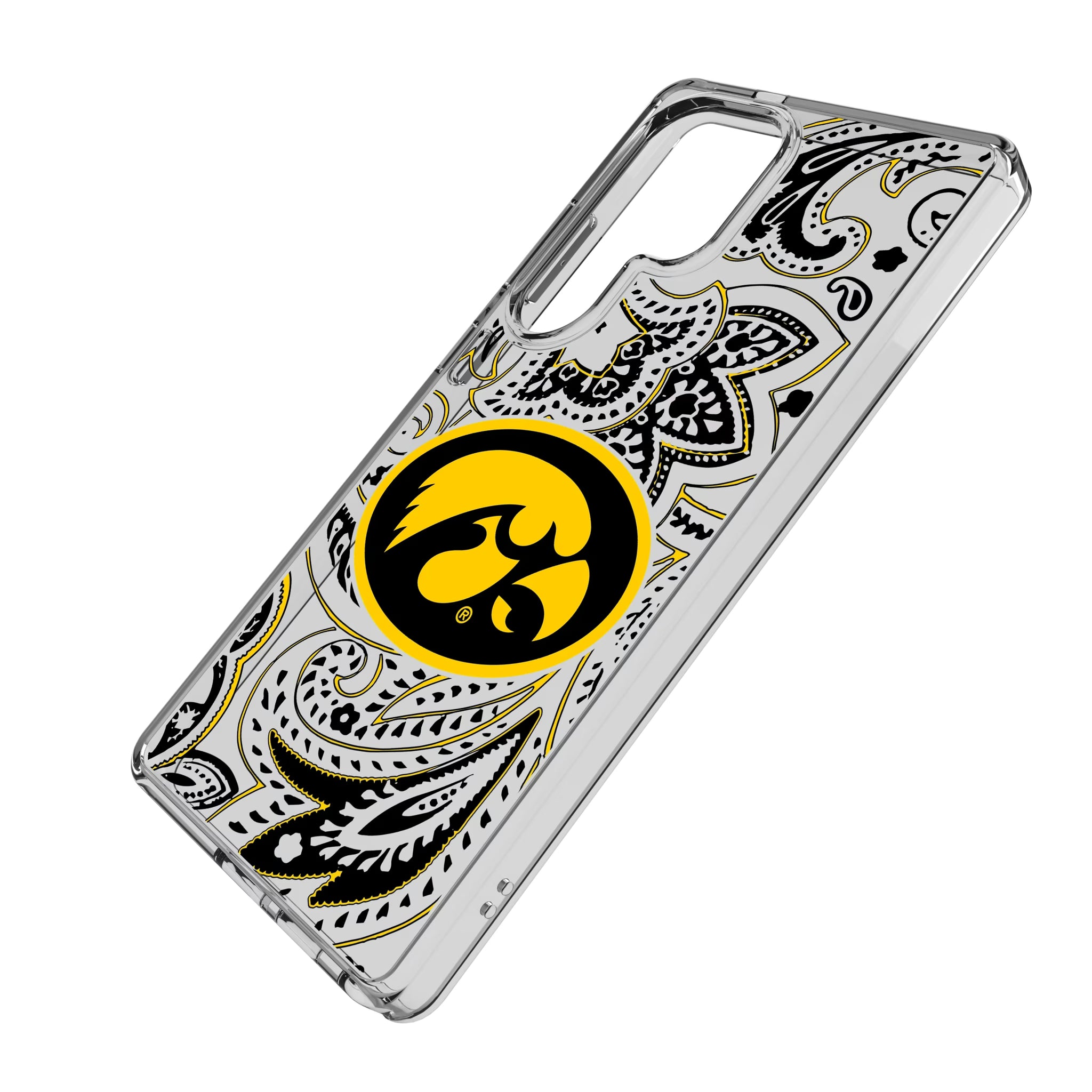 University of Iowa Hawkeyes Paisley Galaxy Clear Phone Case for Samsung Galaxy - Isometric View