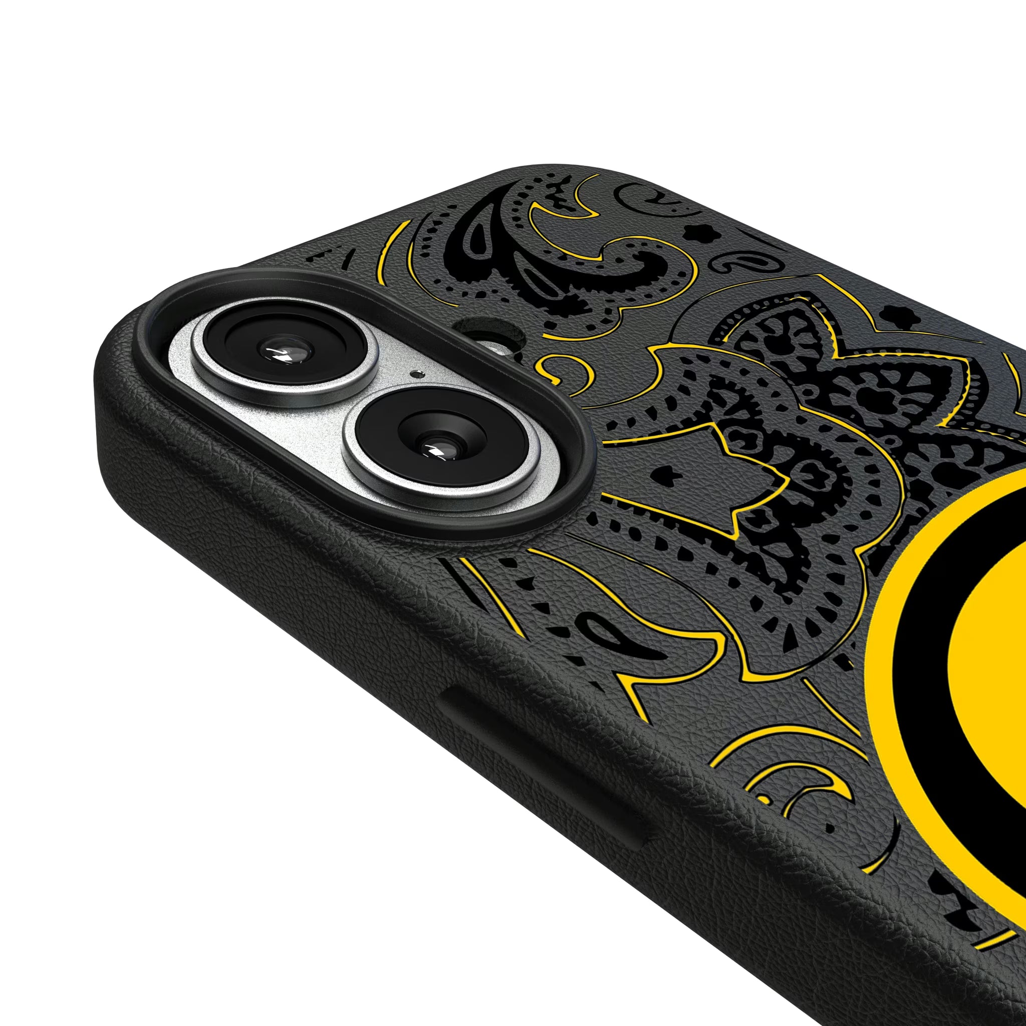University of Iowa Hawkeyes Paisley iPhone MagSafe Compatible Phone Case for Apple iPhone - Detail#Device_iPhone 17
