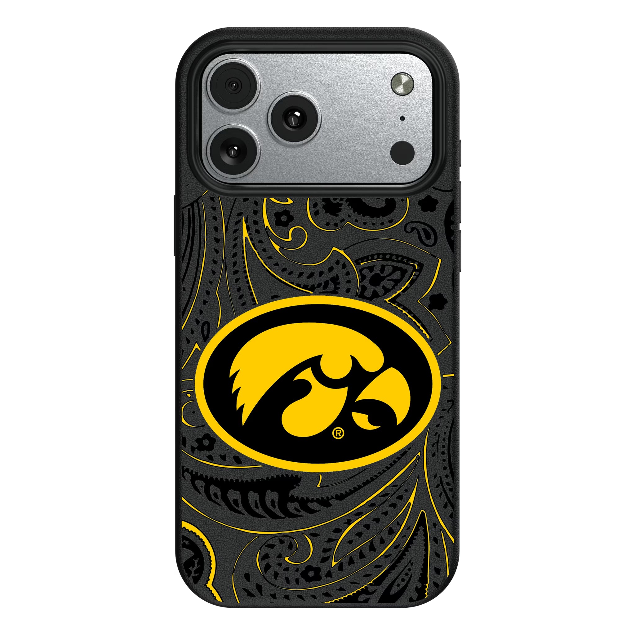 University of Iowa Hawkeyes Paisley iPhone MagSafe Compatible Phone Case for Apple iPhone#Device_iPhone 17 Pro Max
