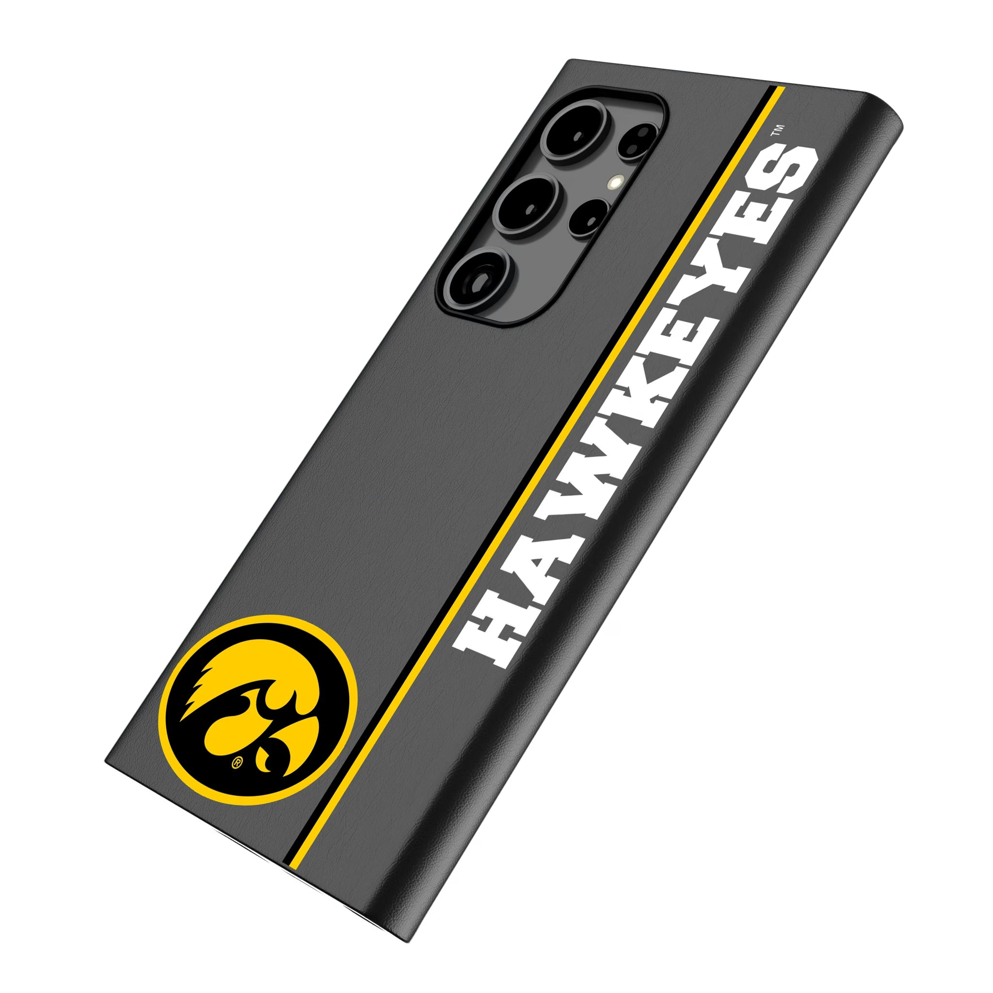 University of Iowa Hawkeyes Sidebar Galaxy MagSafe Compatible Phone Case for Samsung Galaxy - Isometric View
