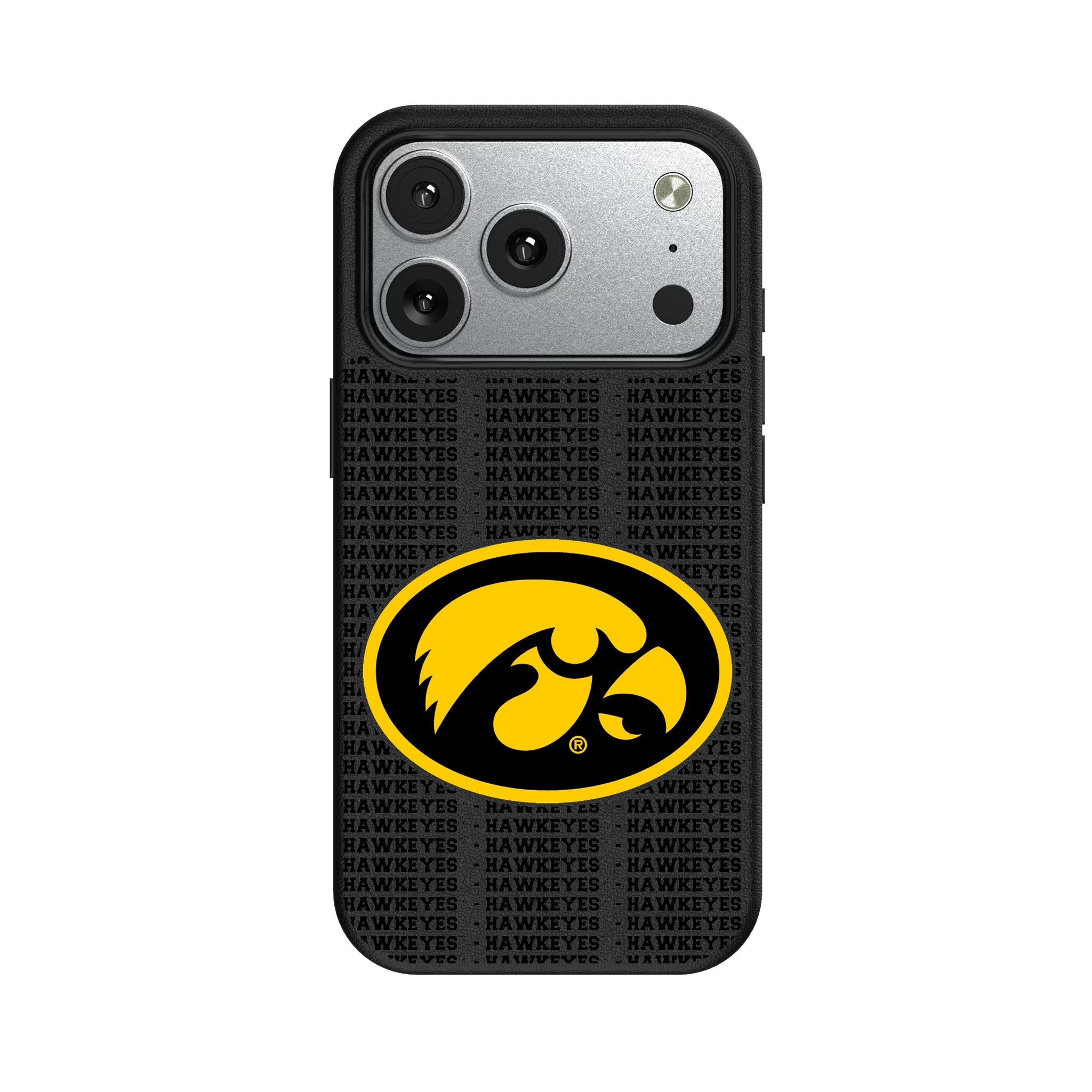 University of Iowa Hawkeyes Text Backdrop iPhone MagSafe Compatible Phone Case for Apple iPhone#Device_iPhone 17 Pro