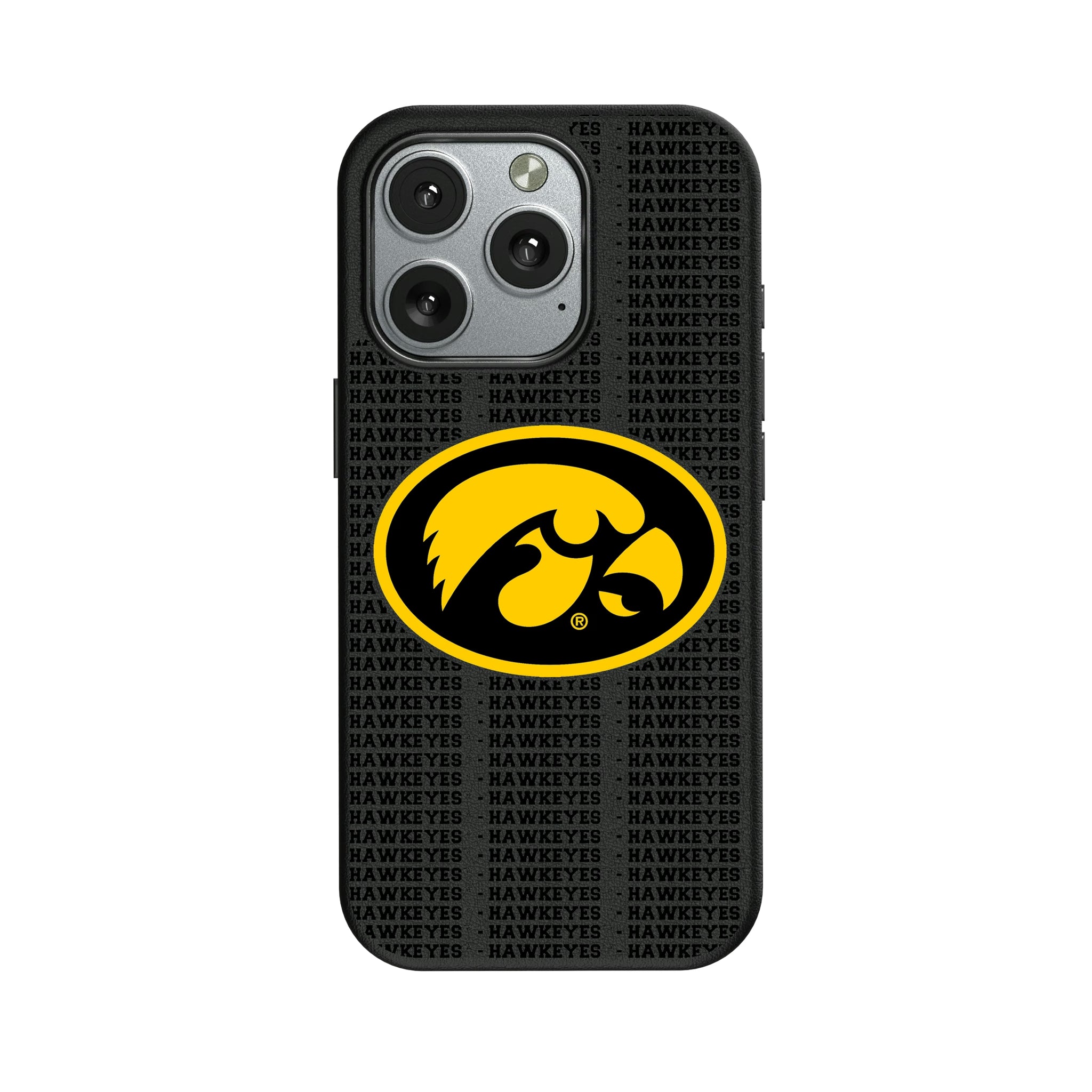 University of Iowa Hawkeyes Text Backdrop iPhone MagSafe Compatible Phone Case for Apple iPhone